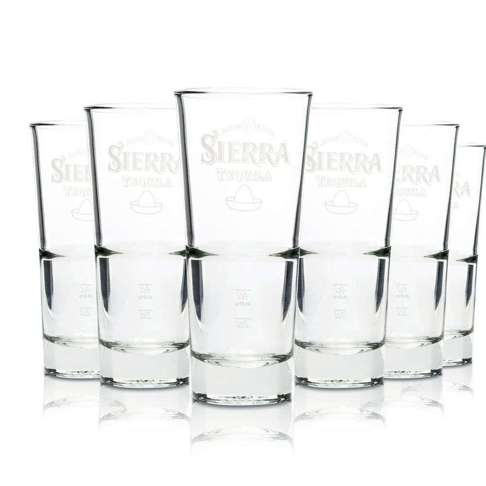 12x Sierra Tequila Glass Long Drink Stackable 296 ml White Lettering
