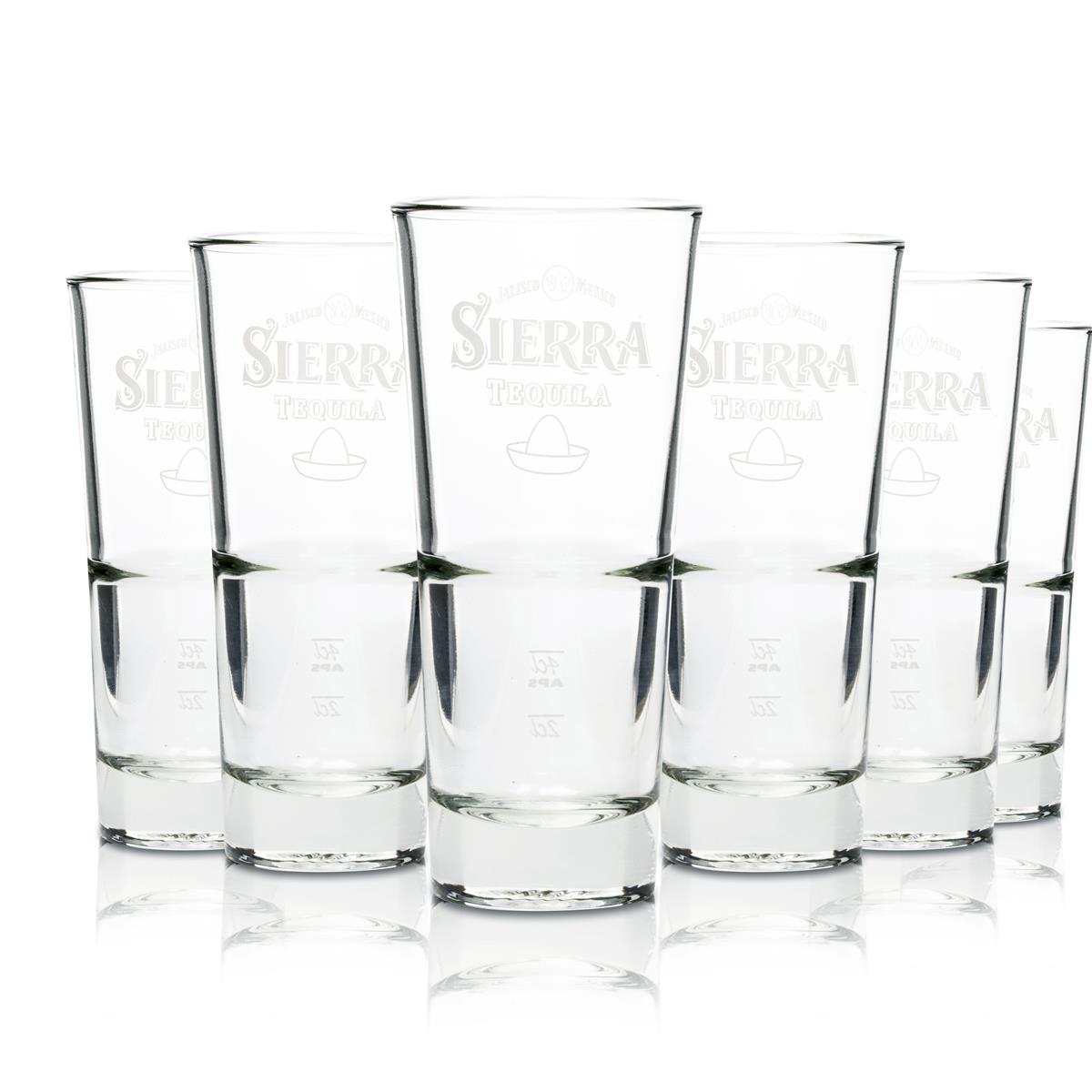 12x Sierra Tequila Glass Long Drink Stackable 296 ml White Lettering
