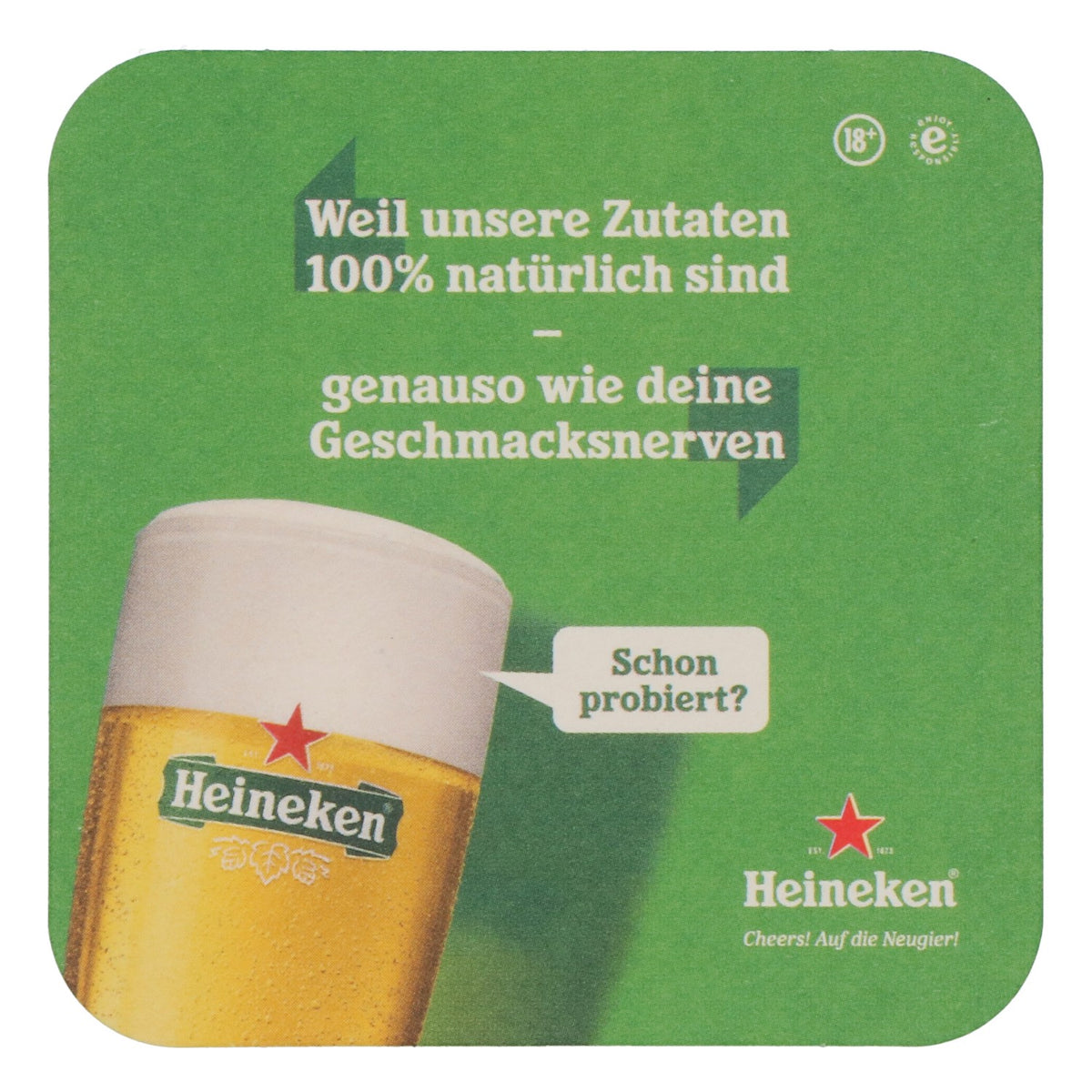 150x Heineken beer coasters, 9.3x9.3 cm "...that it's vegan?" – View 3