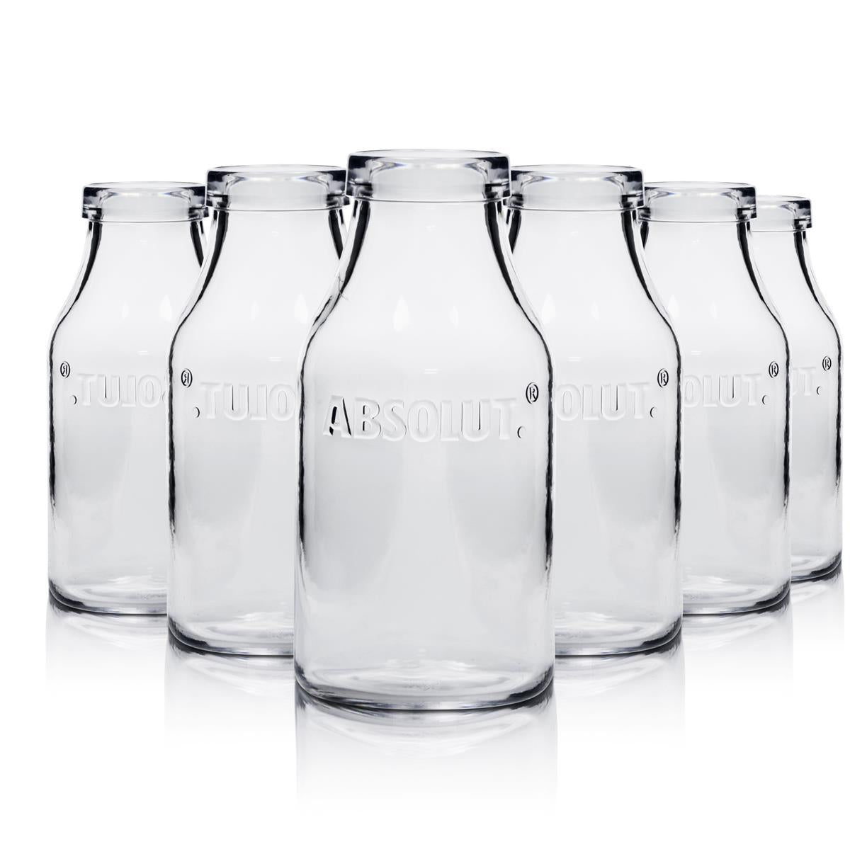 6x Absolut Vodka glass milk bottle plastic small
