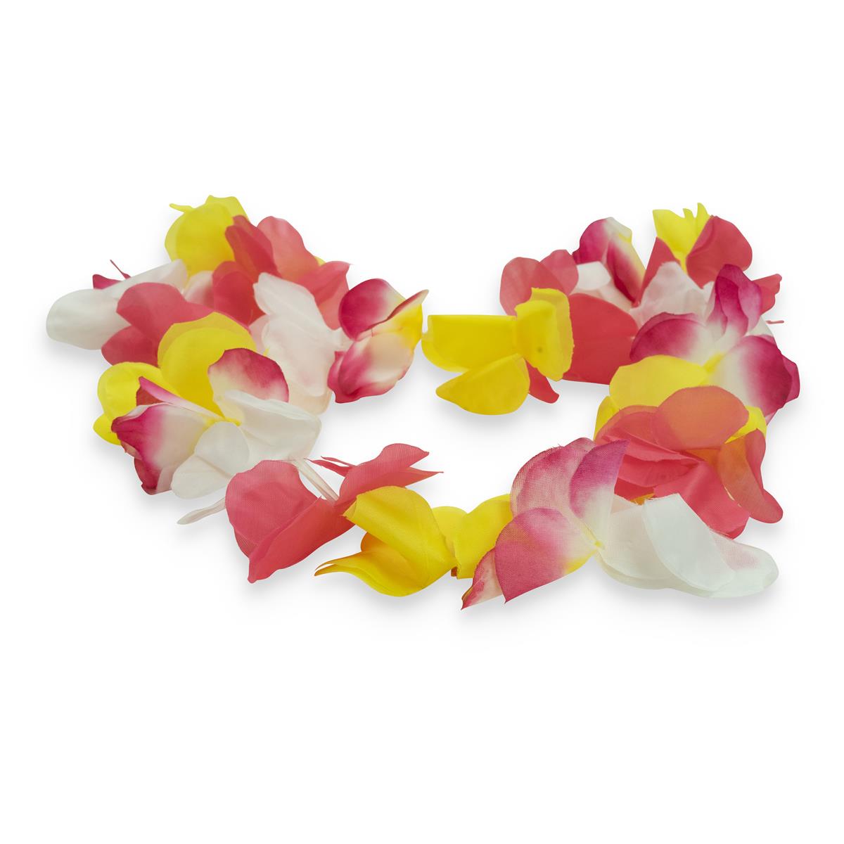 1x Aloha Hawaiian flower necklace, yellow and pink