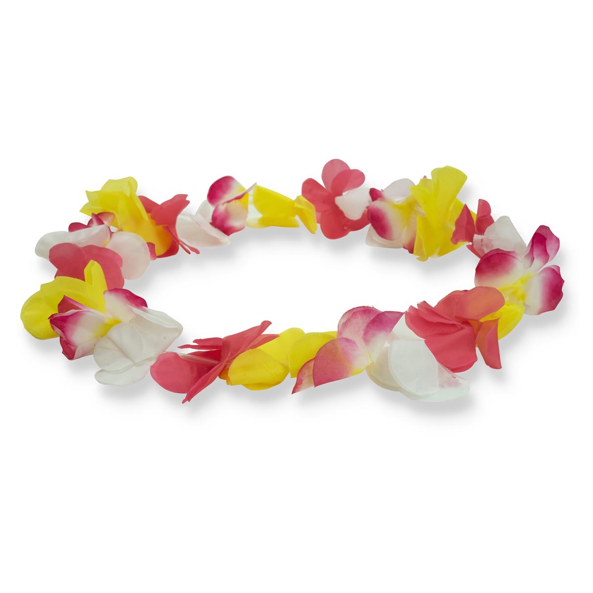 1x Aloha Hawaiian flower necklace, yellow and pink – View 2