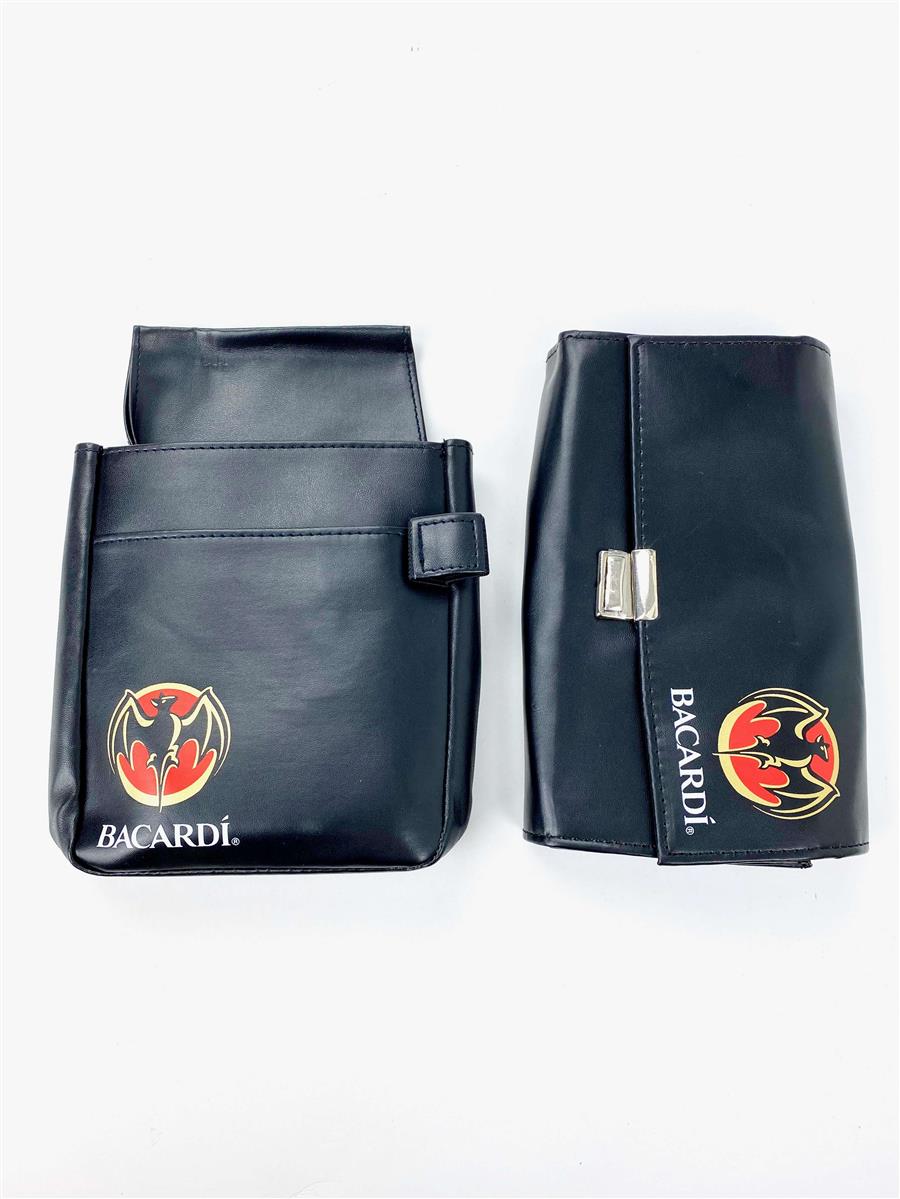 1x Bacardi Rum wallet and holder black imitation leather