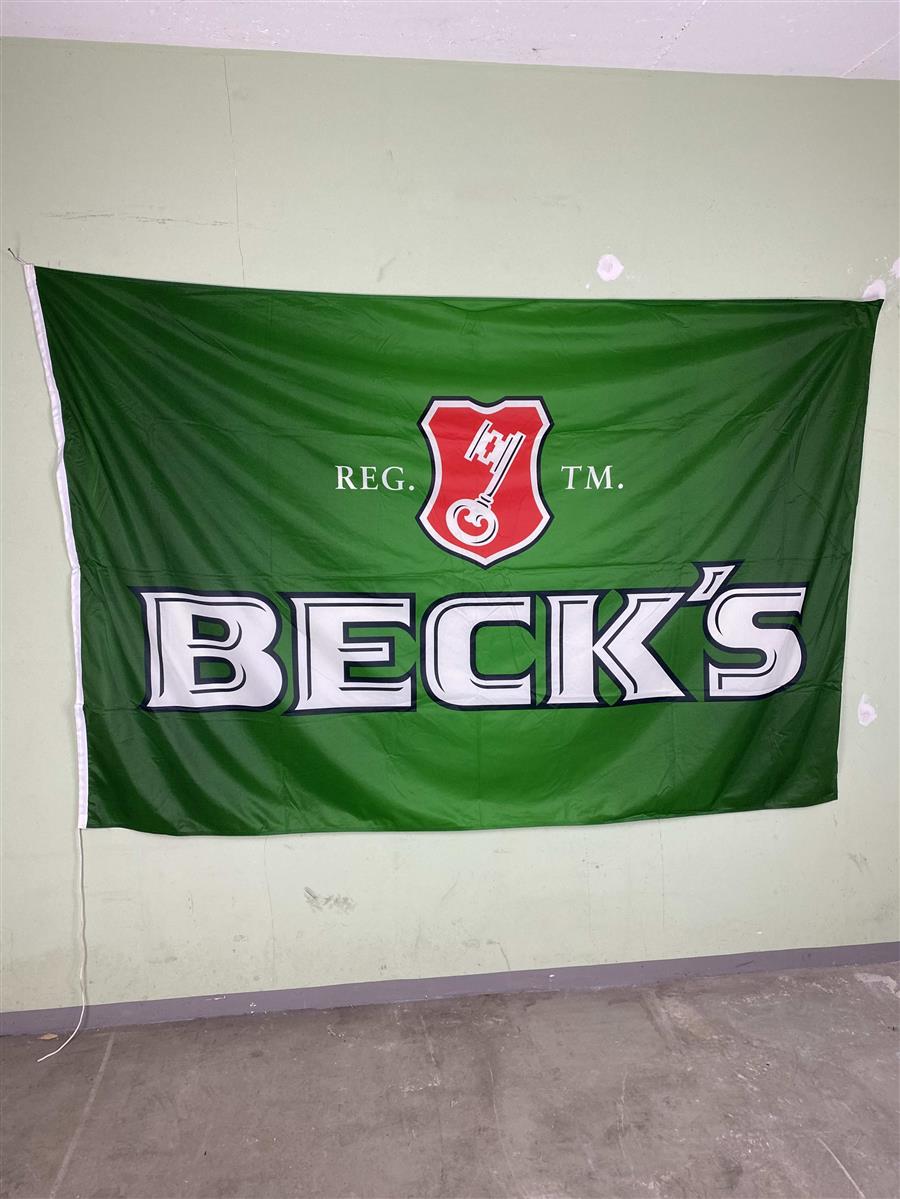 1x Beck's beer flag, green, 220 x 140
