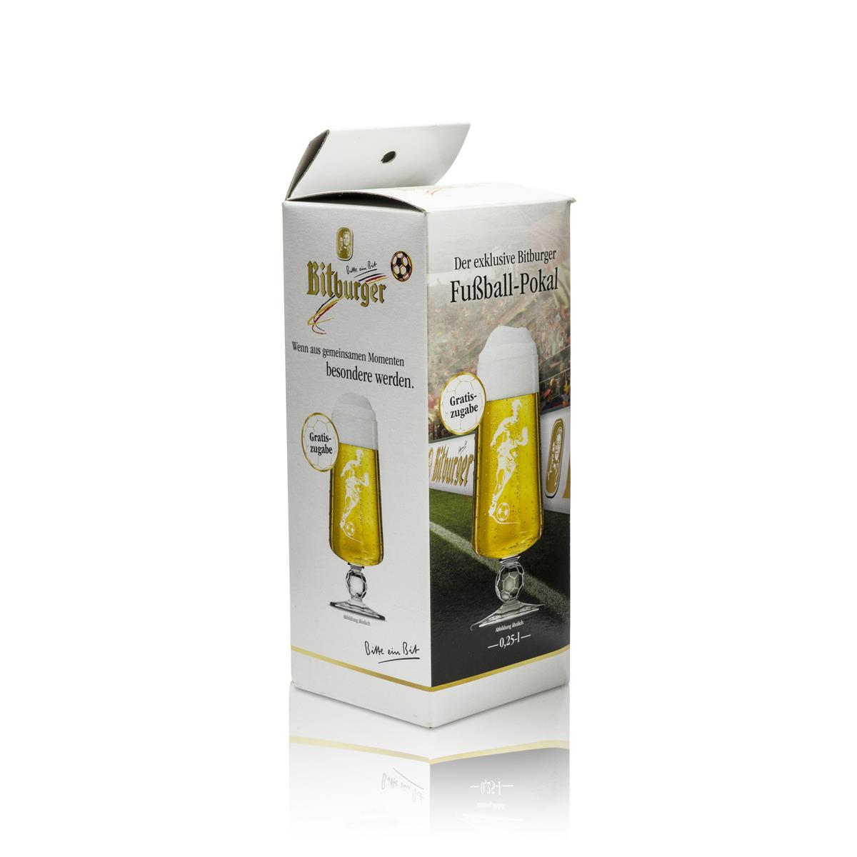 1x Bitburger Beer Glass 0.25l Soccer Edition Individually Packaged – View 2