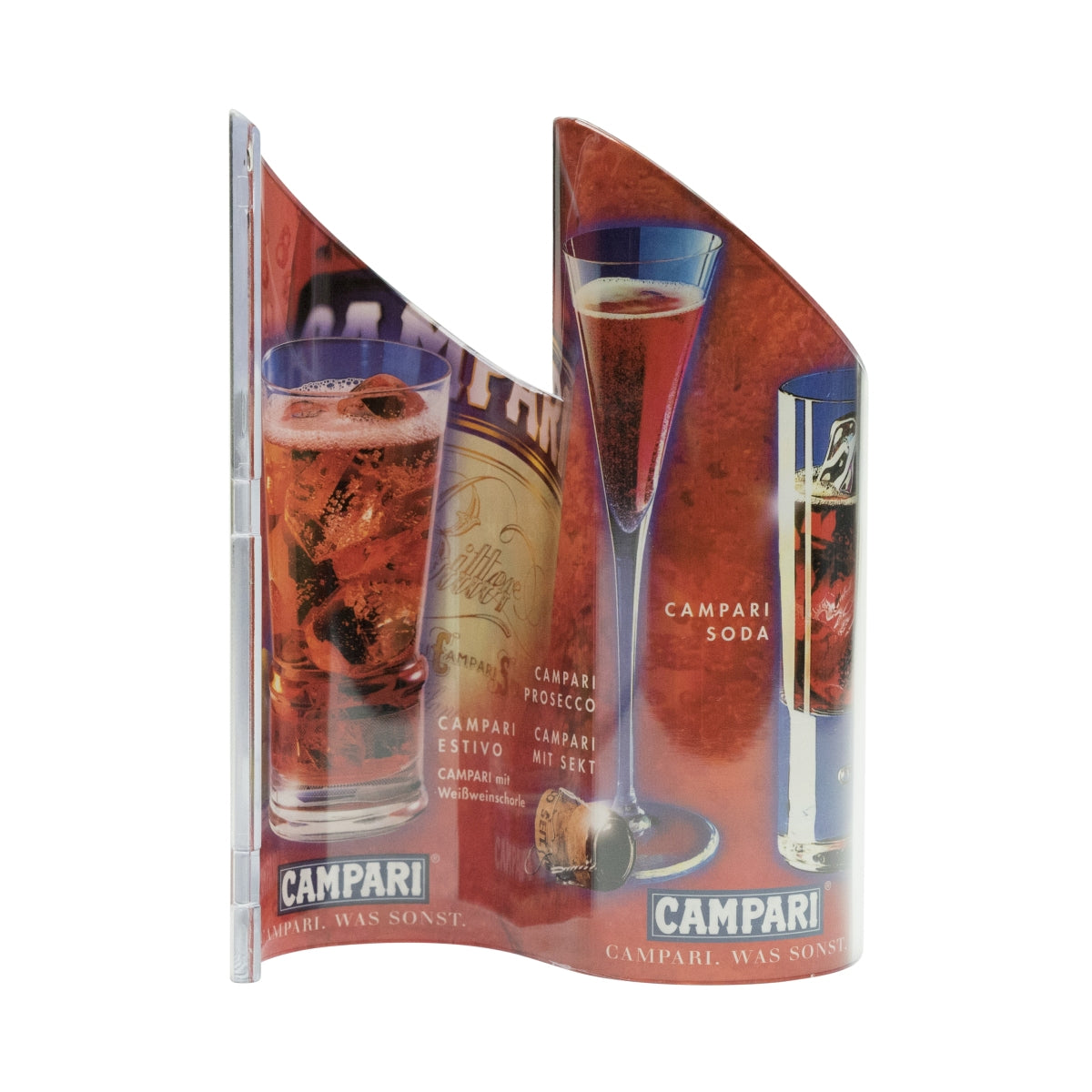 1x Campari liqueur table display, wavy
