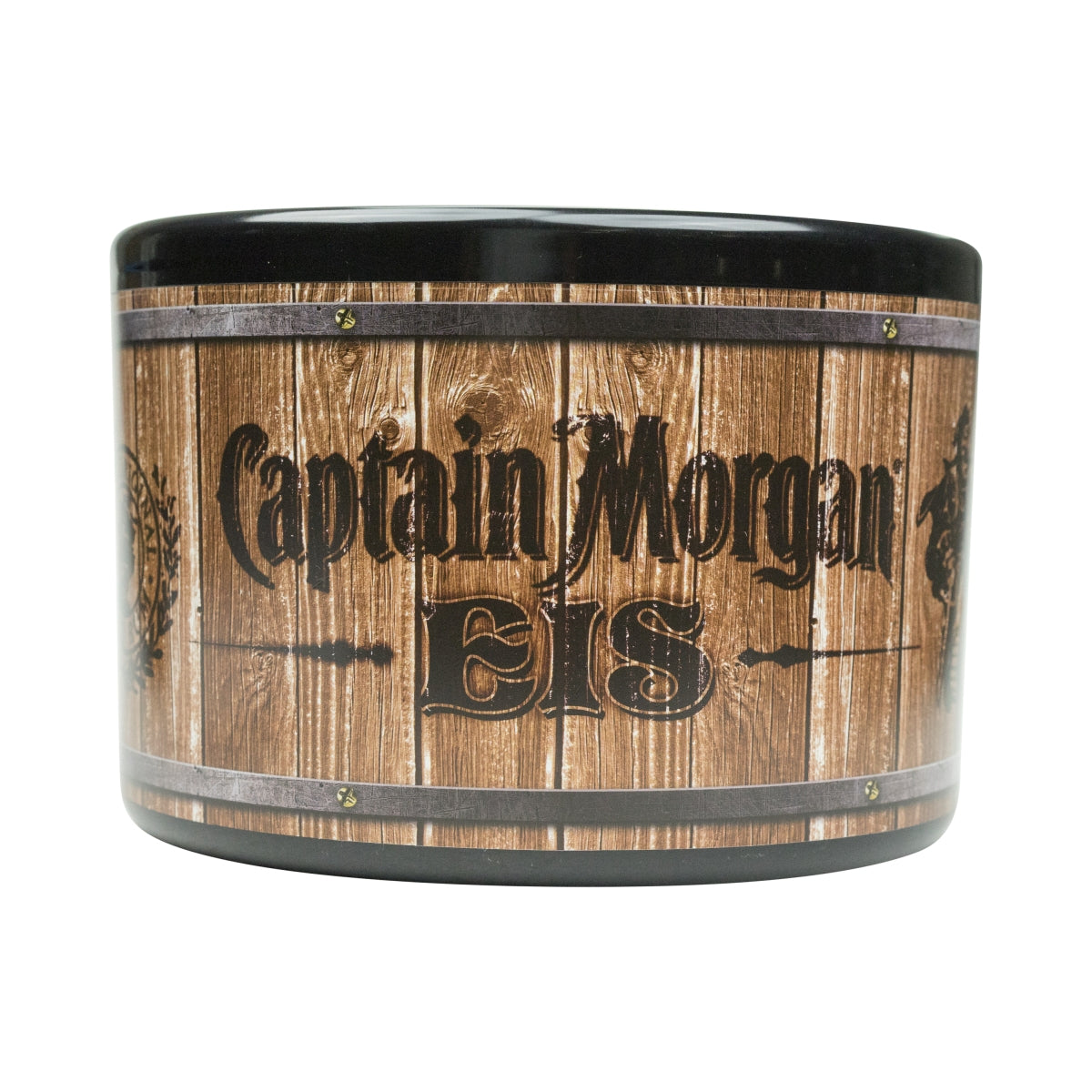 1x Captain Morgan Rum Cooler Ice Box Black/Wooden Barrel Look