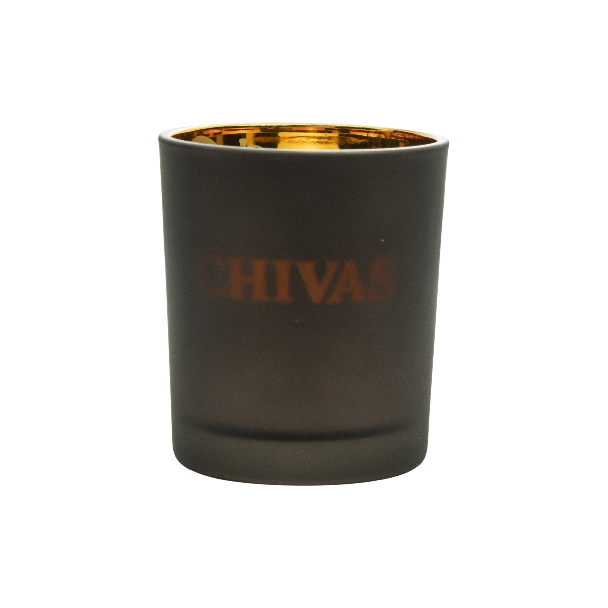 1x Chivas Regal Whiskey Tealight Black Inside Gold with Decorations and Candle