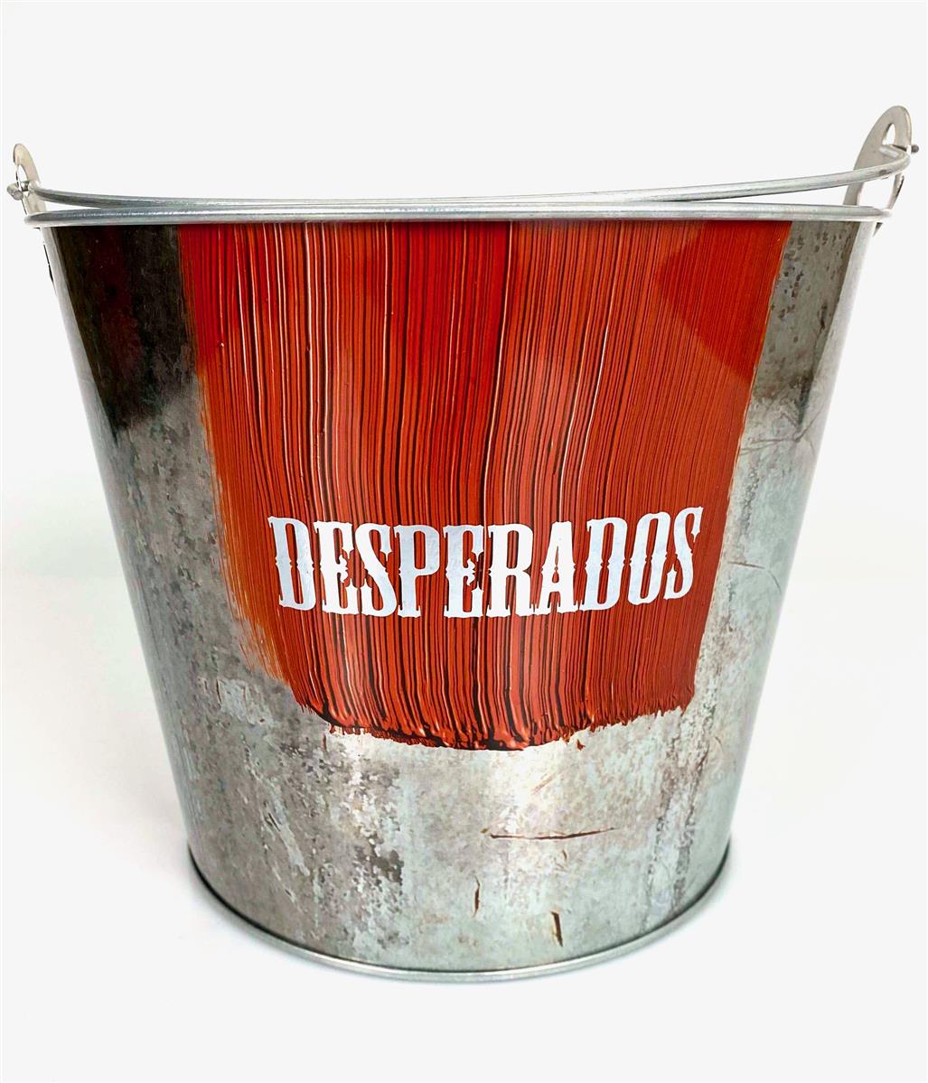 1x Desperados beer cooler metal bucket new logo red/silver