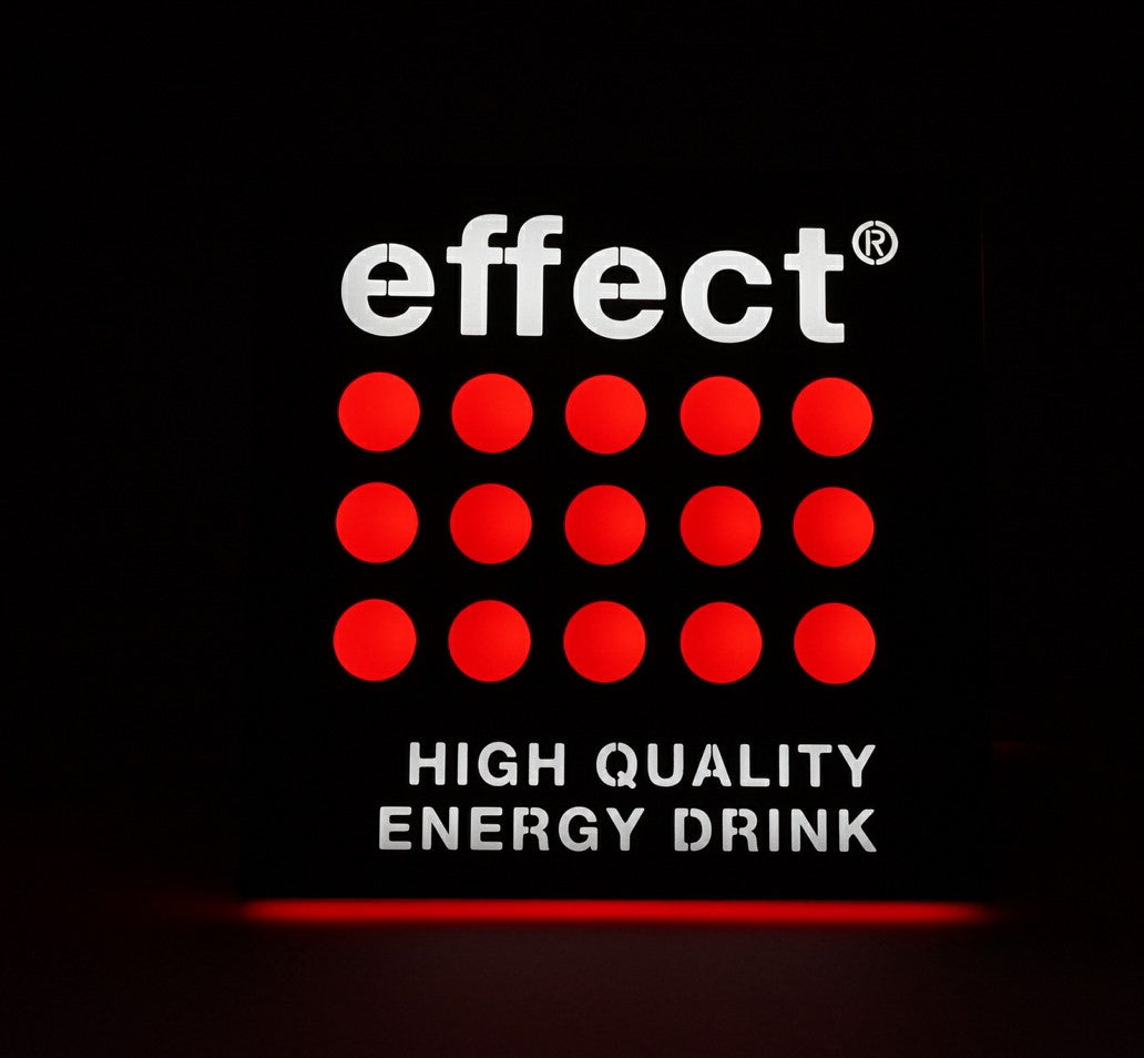 1x Effect Energy Neon Sign, Square, Silver/Red, 30 x 30