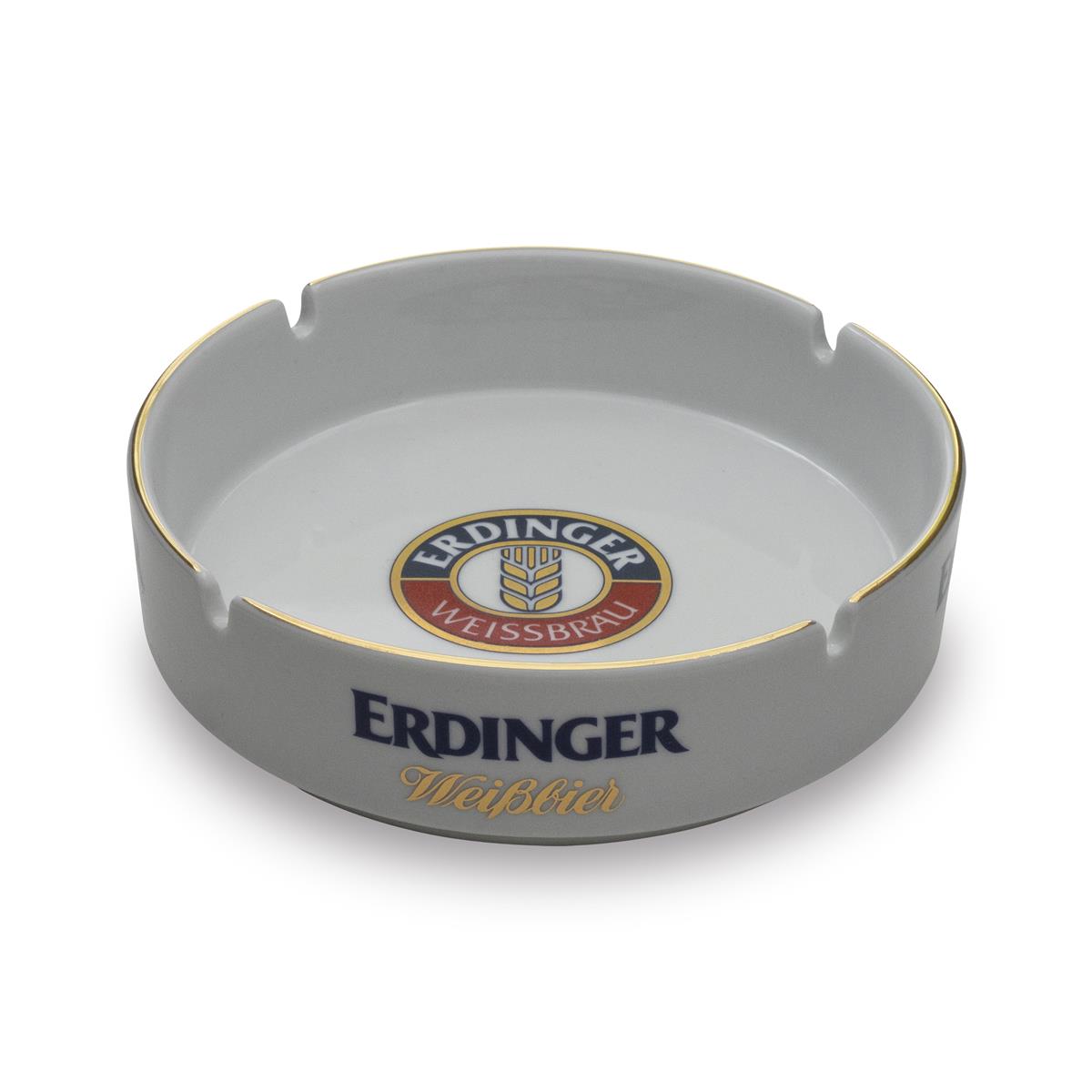 1x Erdinger beer ashtray, ceramic, white, large, 14.5 cm