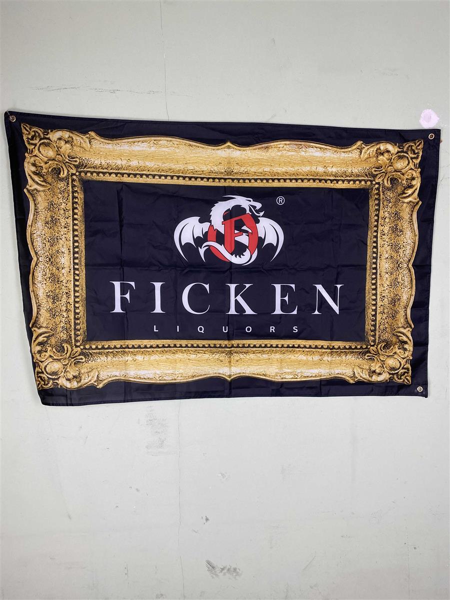 1x Fucking Liqueur Flag Gold Frame 150 x 100