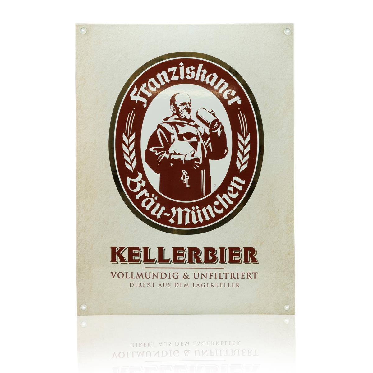 1x Franziskaner beer tin sign Kellerbier enamel, high quality, 30 x 40