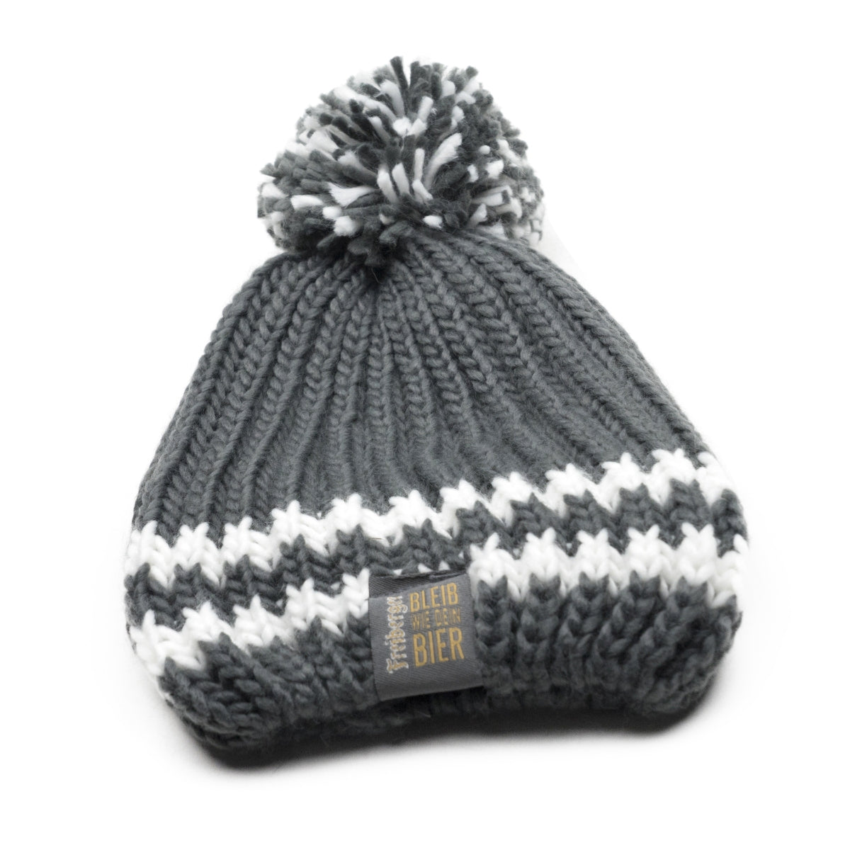 1x Freiberger beer hat Knitted hat with pompom, gray