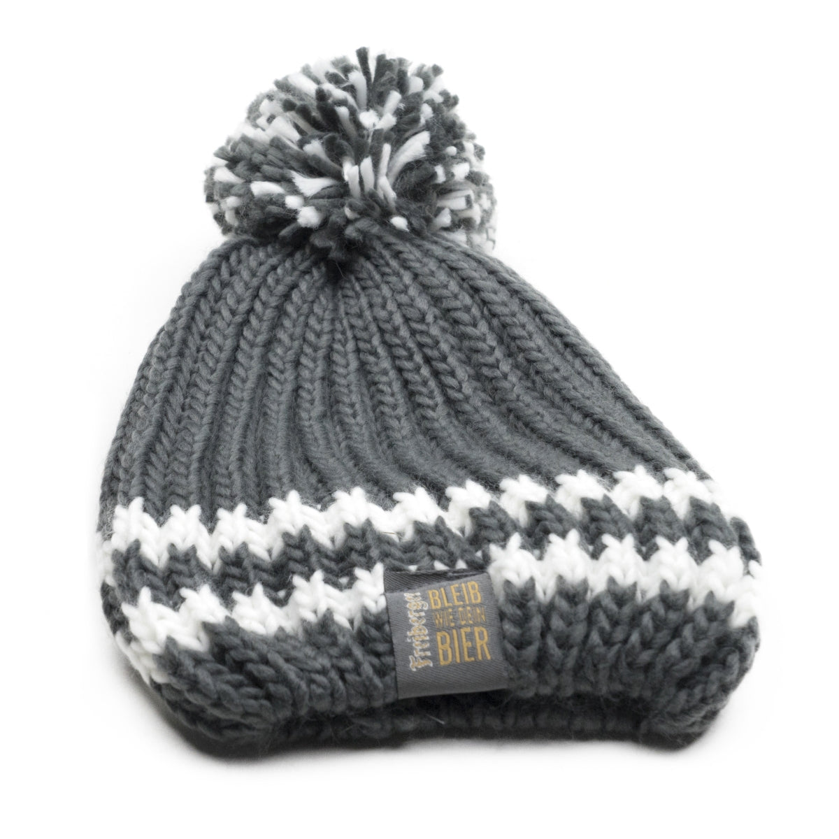 1x Freiberger beer hat Knitted hat with pompom, gray – View 2