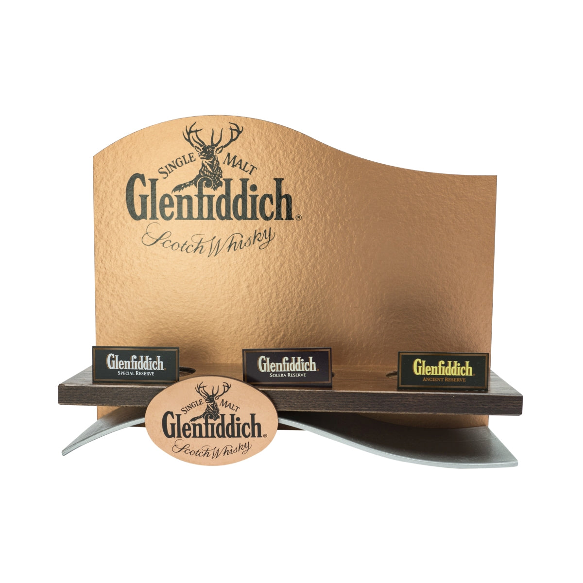 1x Glenfiddich Whiskey Barcaddy Wood Bronze Lacquered 3 Bottles