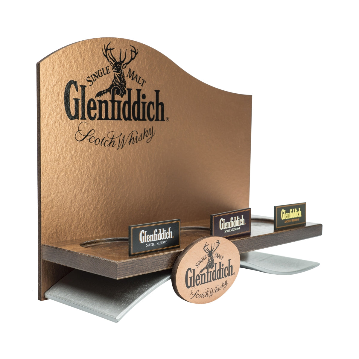 1x Glenfiddich Whiskey Barcaddy Wood Bronze Lacquered 3 Bottles – View 2