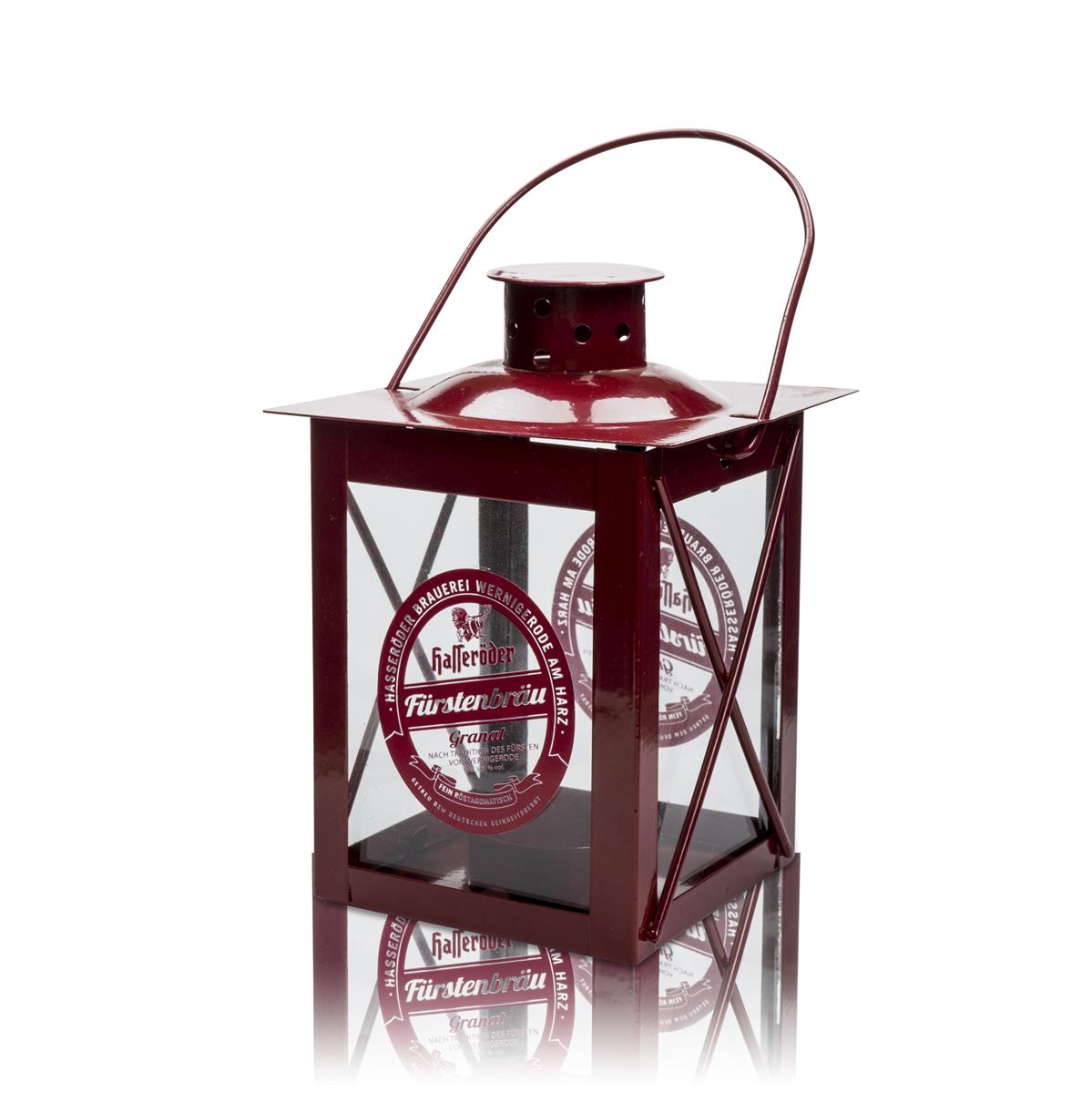 1x Hasseröder beer lantern, metal, red, wind light