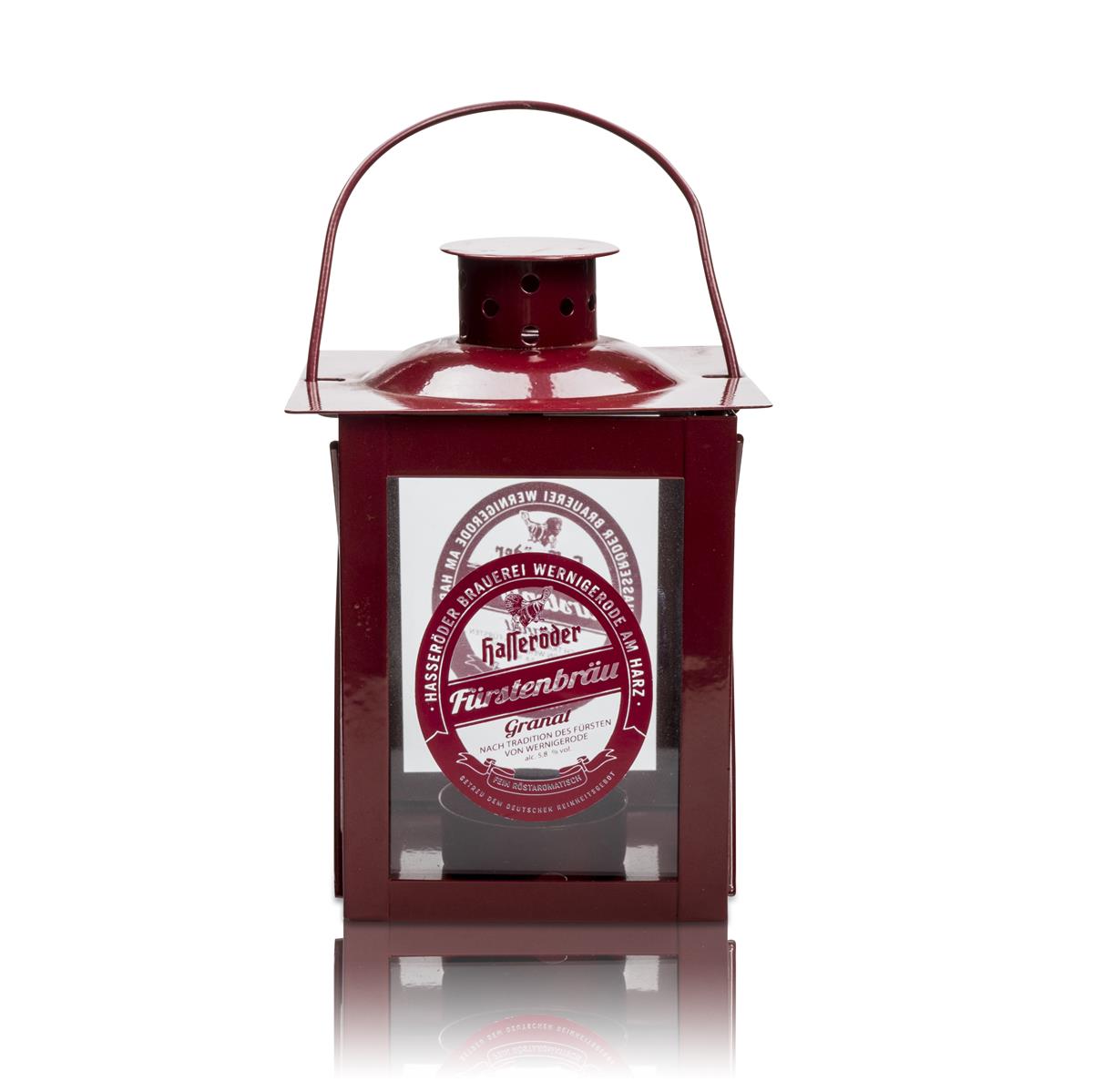 1x Hasseröder beer lantern, metal, red, wind light – View 2