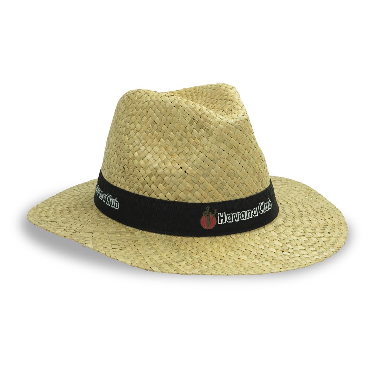 1x Havana rum straw hat with black band and old logo – View 2