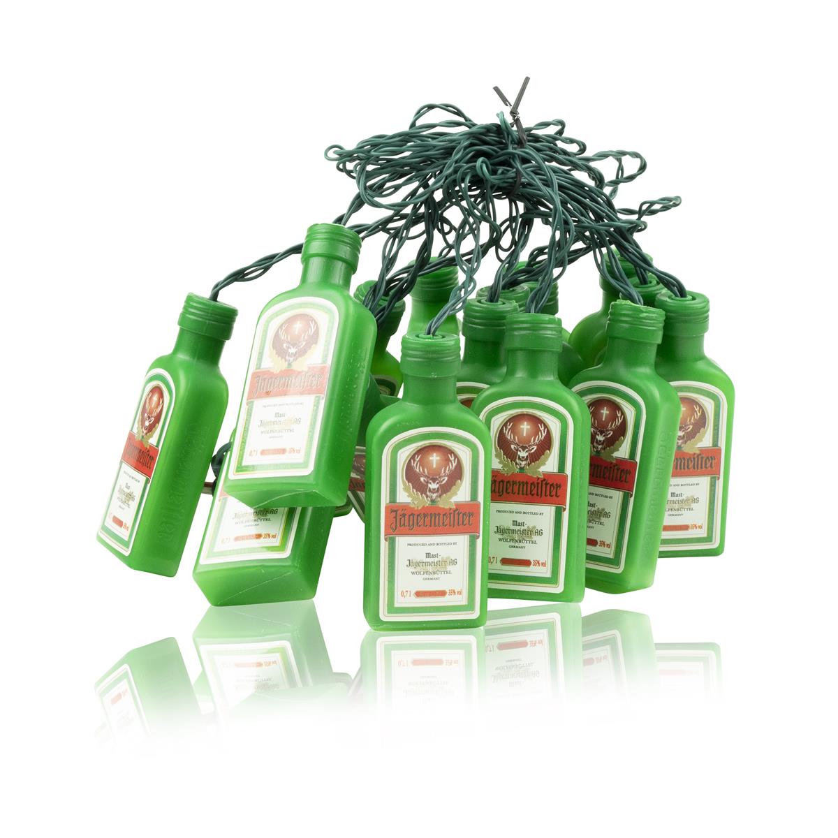 1x Jägermeister liqueur fairy lights mini bottles green