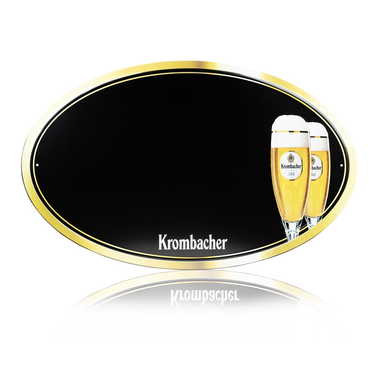 1x Krombacher beer tin, thin, round, 70x44