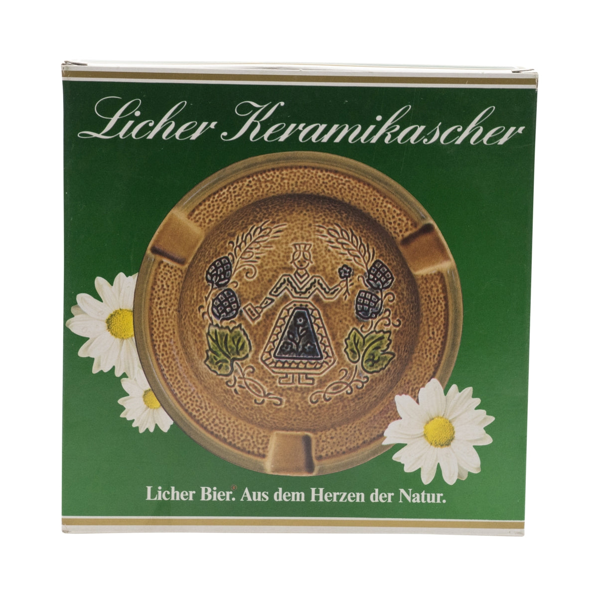 1x Licher Beer Ashtray Ceramic Ashtray Brown with Woman