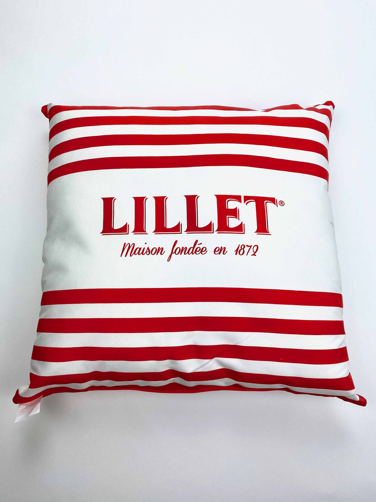 1x Lillet liqueur cushion, small, approx. 30x30x10cm, red/white
