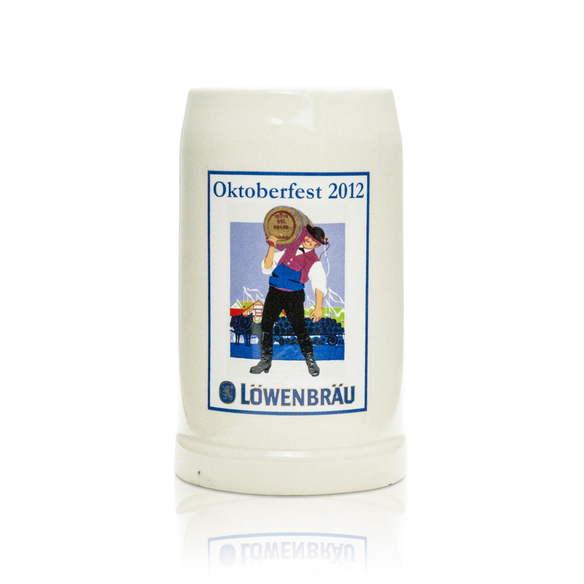 1x Löwenbräu beer glass clay mug 0.5l Oktoberfest 2012
