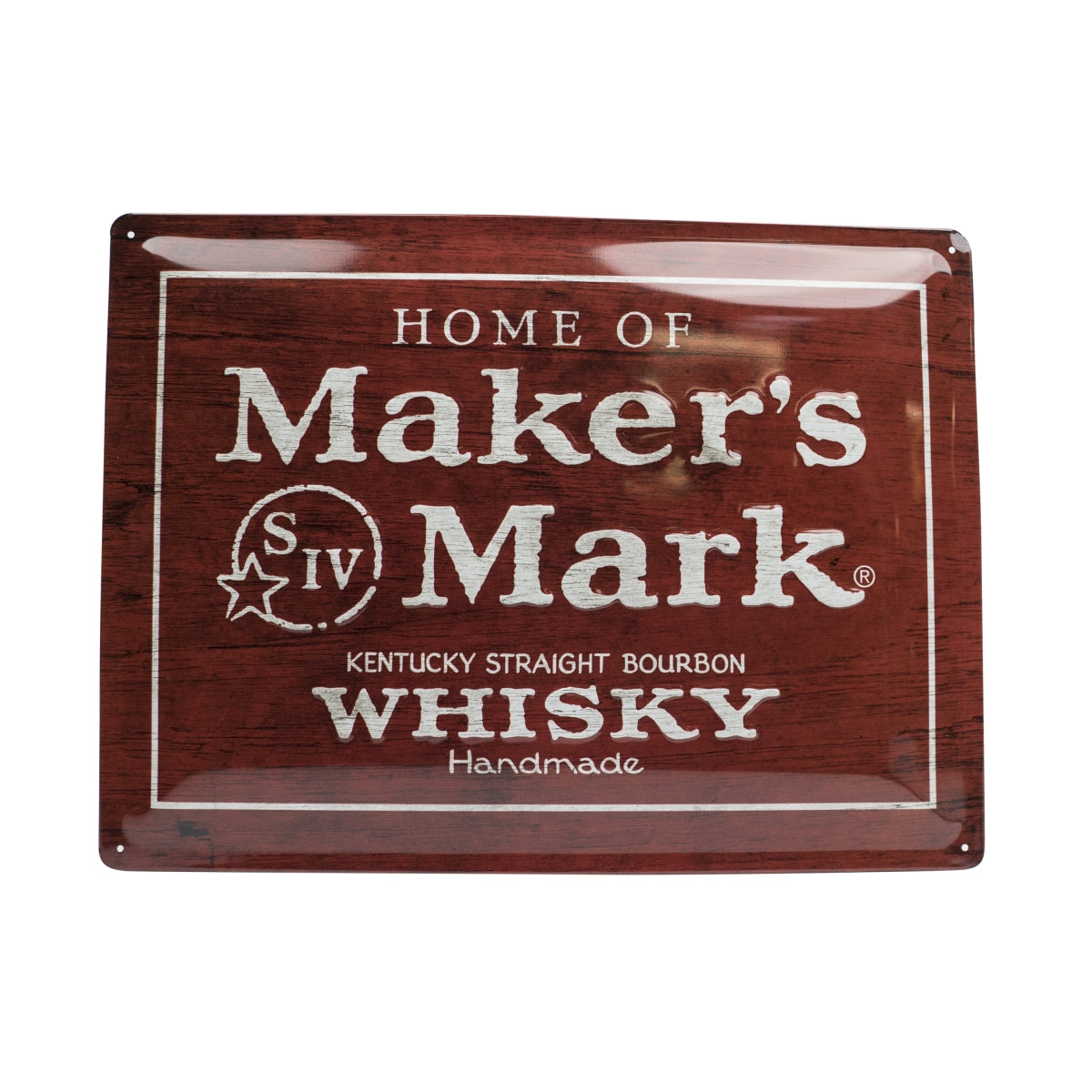 1x Maker's Mark Whiskey tin sign logo red wood look