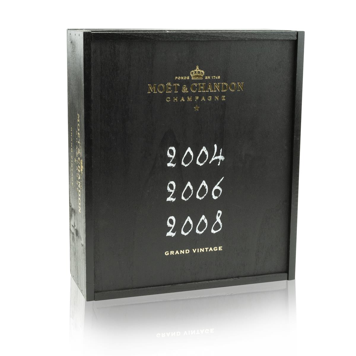 1x Moet Chandon Champagne Wooden Box Black for 3 Bottles 2004 2006 2008