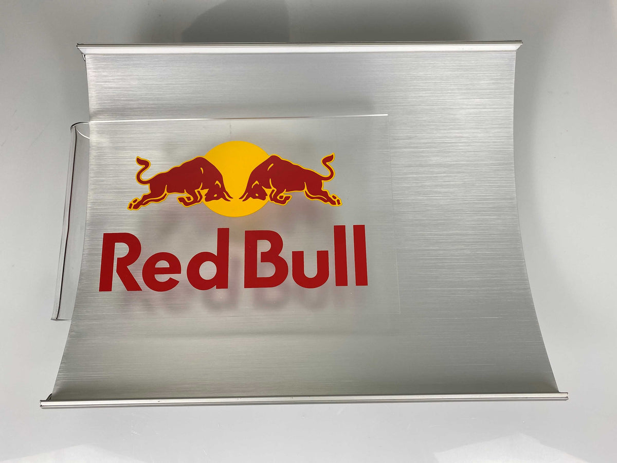 1x Red Bull Energy neon sign, metal curved platform logo sign