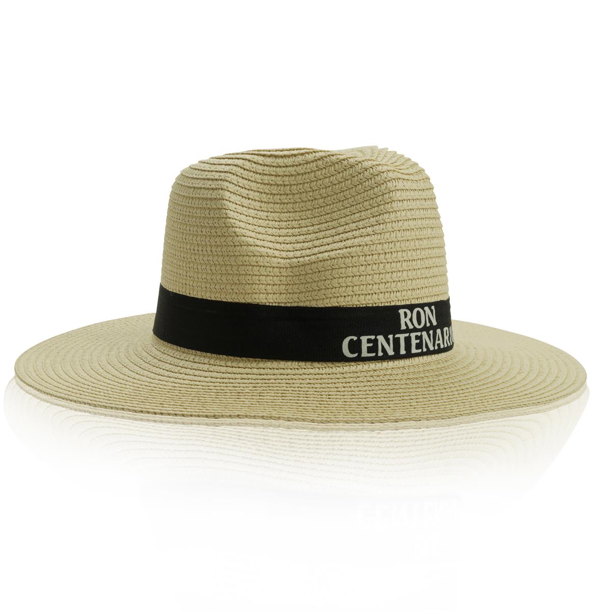 1x Ron Centenario Rum Straw Hat, natural with black band – View 2