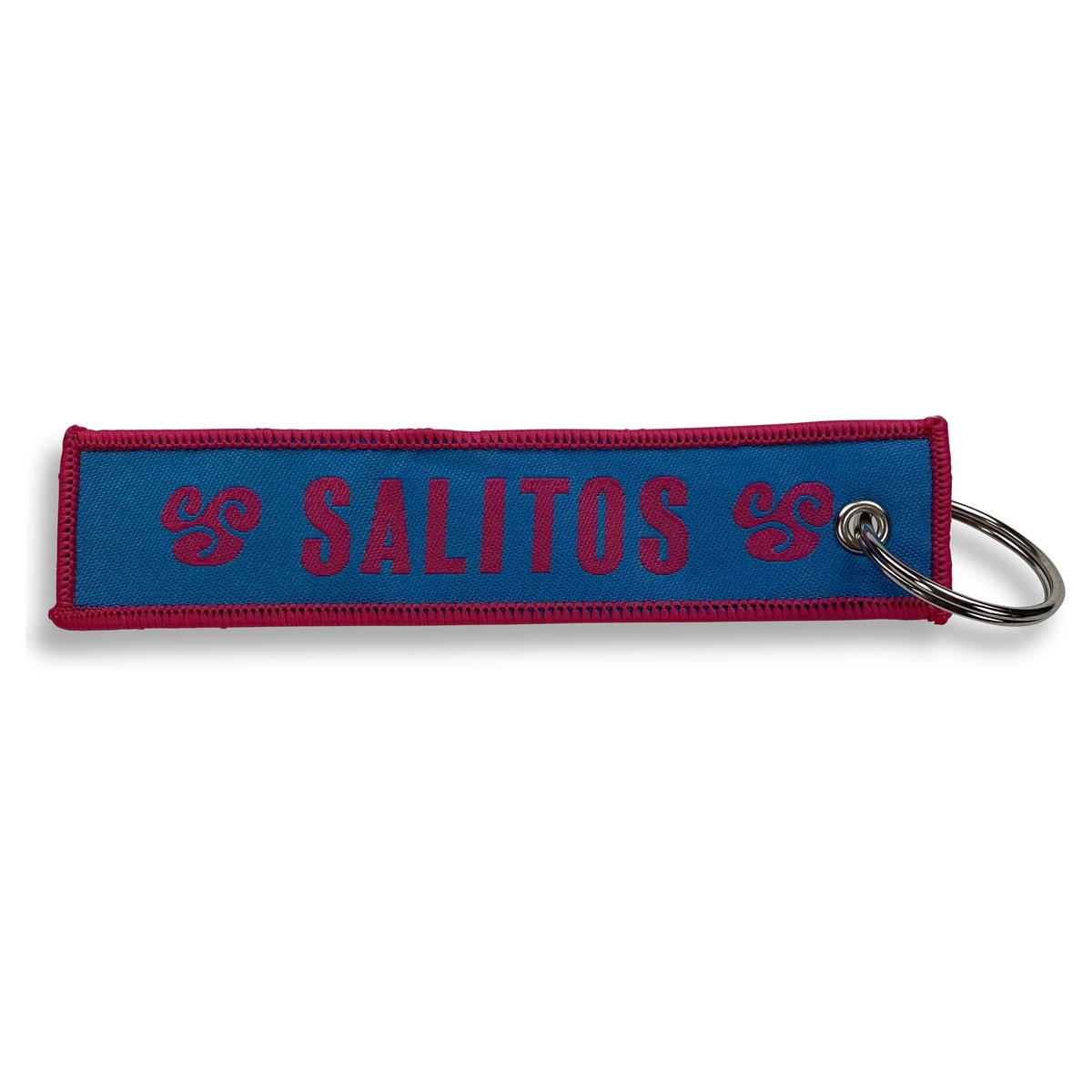 1x Salitos beer key ring, pink and blue fabric strap – View 2