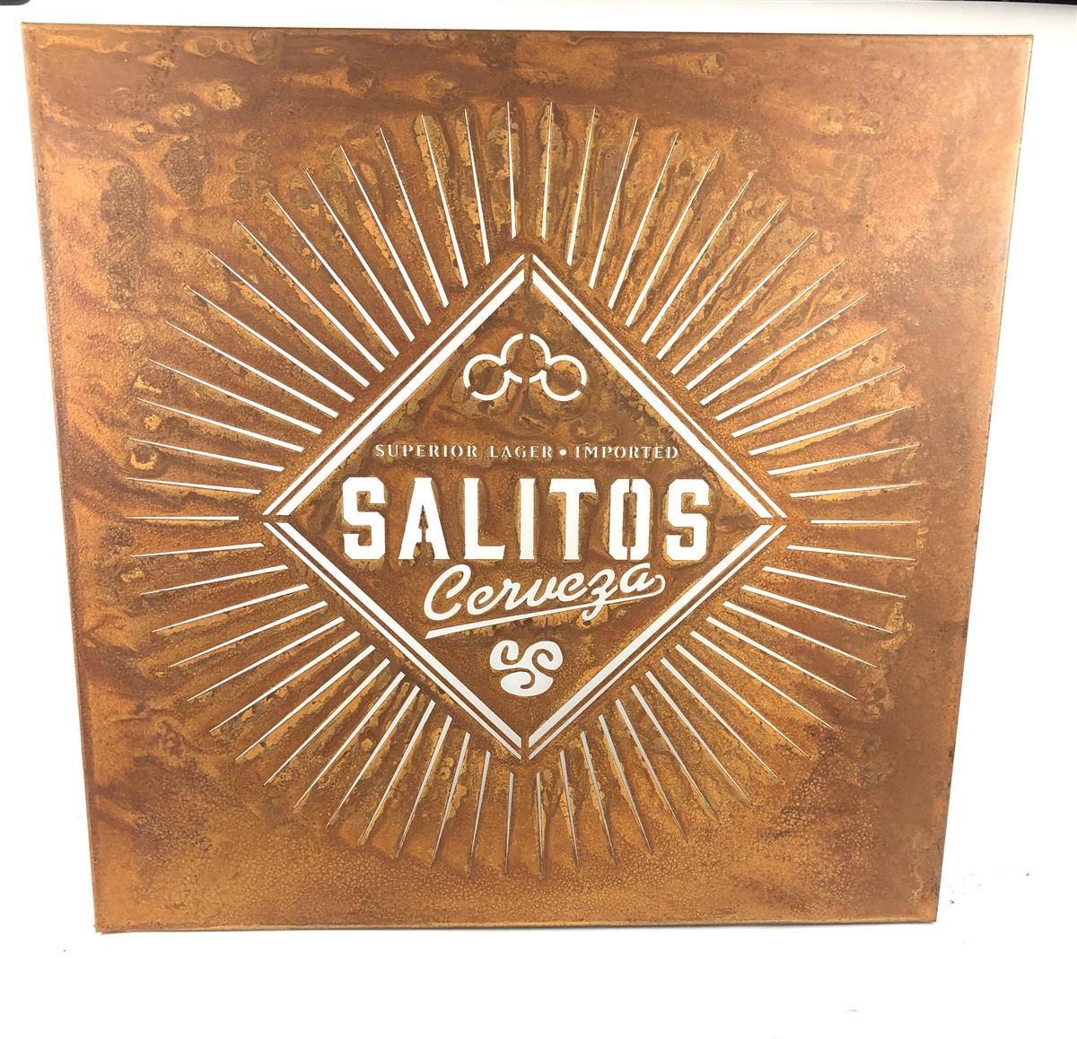 1x Salitos beer advertising sign XL rust look