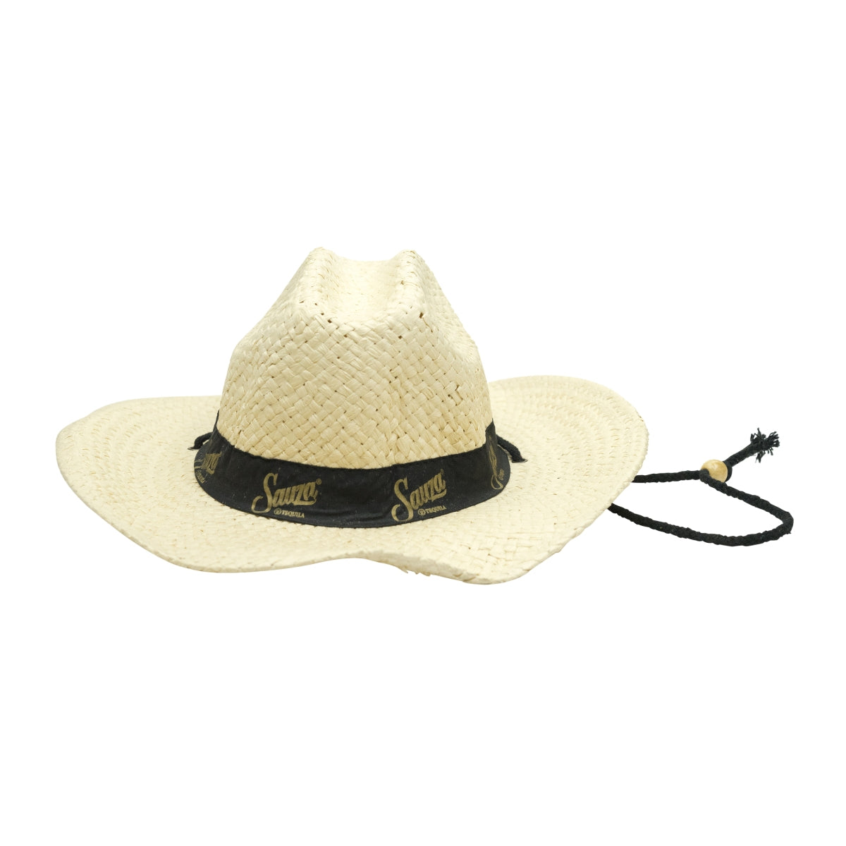 1x Sauza Tequila Straw Hat Natural Black Band/String with Pearl – View 3