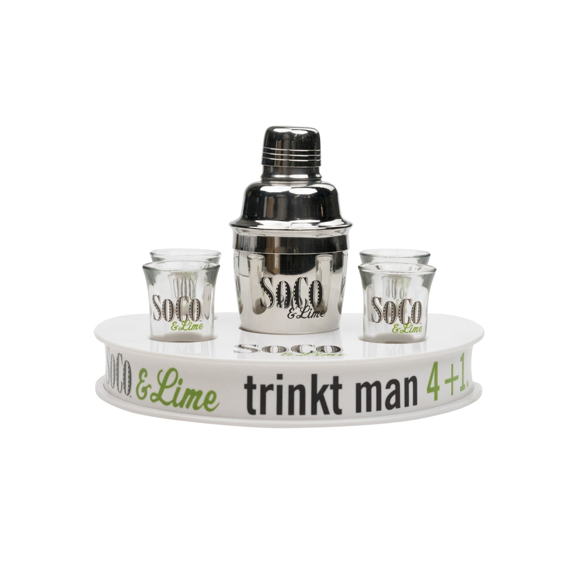 1x Soco Lime Whiskey Shot Set 12 shot glasses, 1 shaker, and 1 tray – View 2