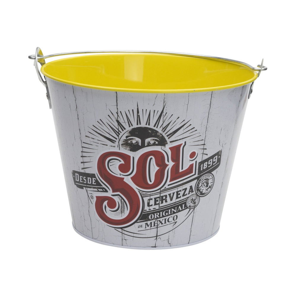 1x Sol beer cooler bucket, 5 l, gray/yellow
