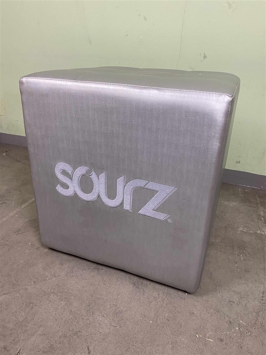 1x Sourz liqueur bar stool silver leather