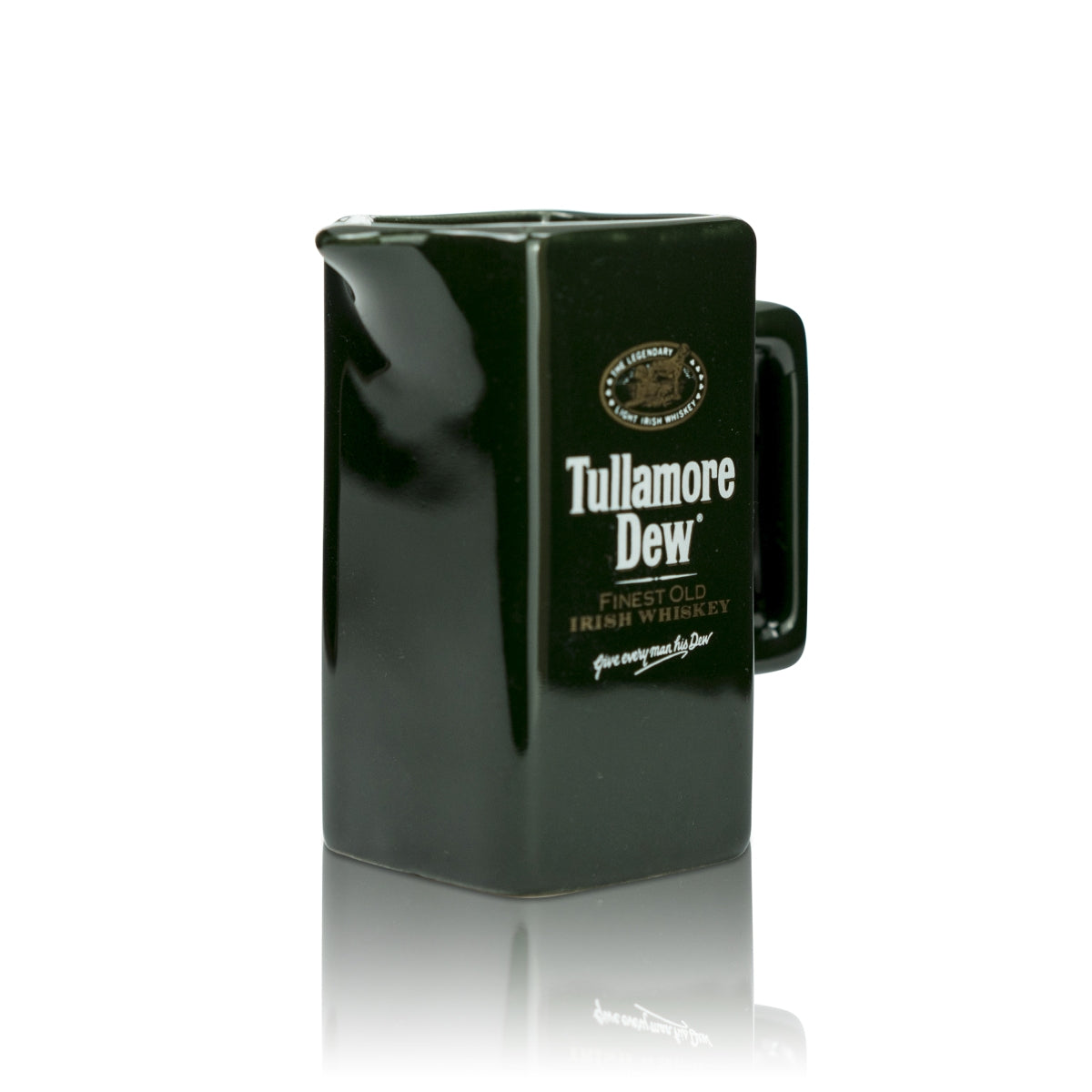 1x Tullamore Dew Whiskey Glass Cup Rectangular Green Pitcher Clay Small