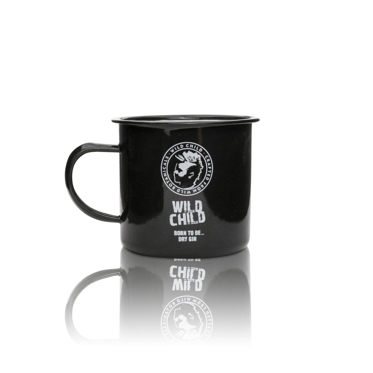 1x Wild Child Gin Mug Enamel Metal Black