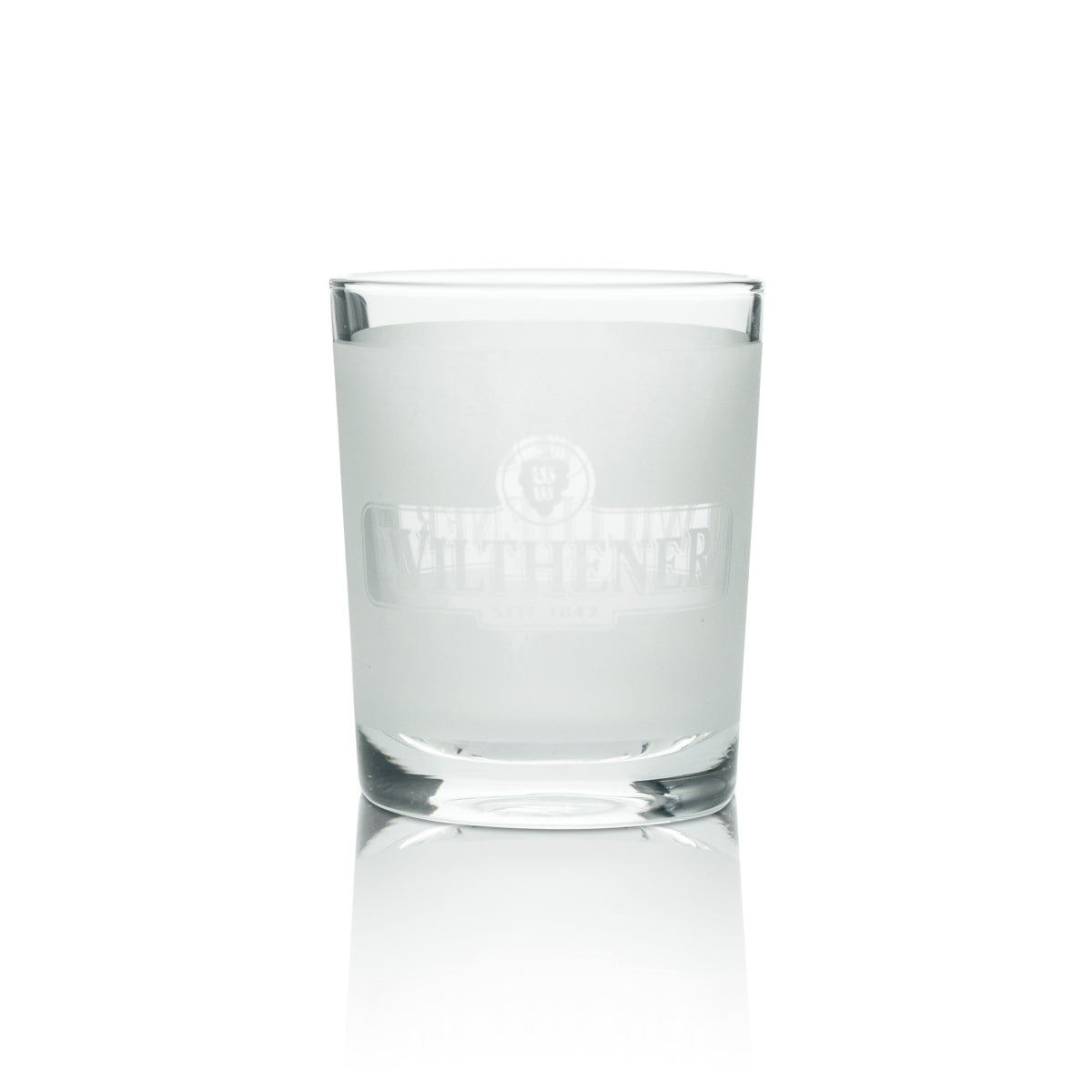 1x Wilthener wine tea light, frosted glass with logo
