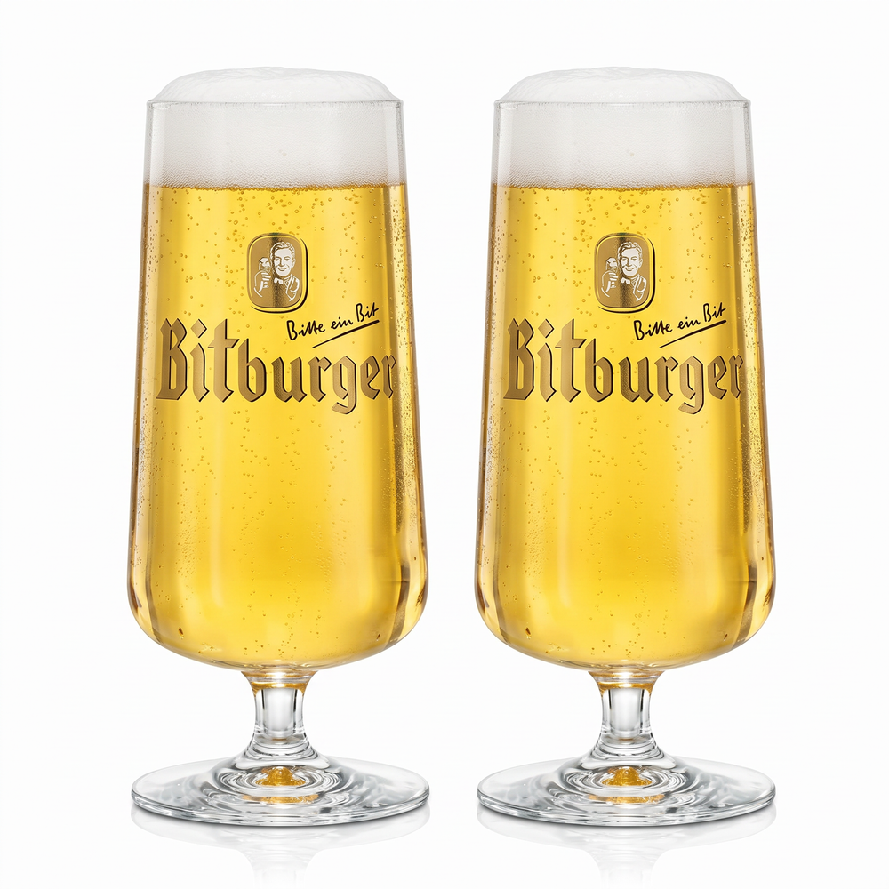 2 Bitburger Beer Glasses 0.3l Goblet Rastal New
