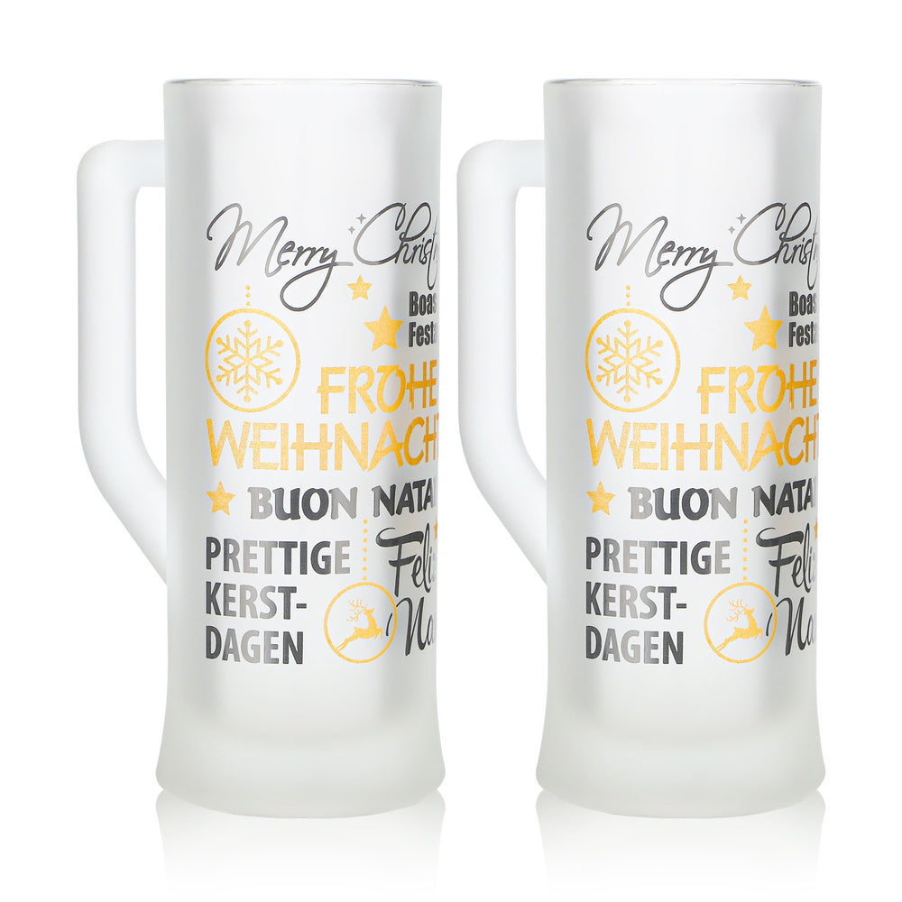 2 Mohaba "Karlsseidel" Mulled Wine Mugs, Satin-Finish Glass, "Merry Christmas," 0.2 L, Calibrated
