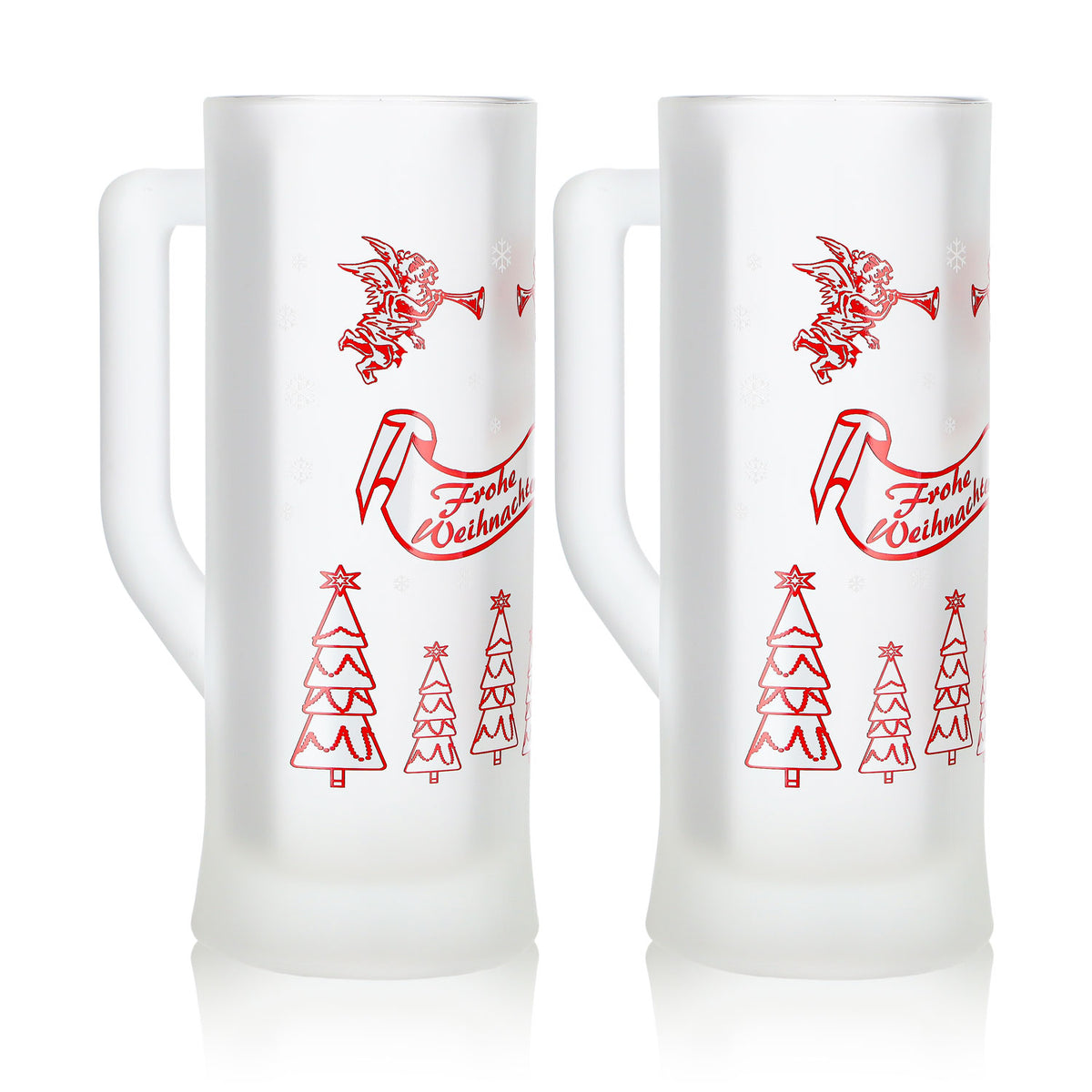 2 Mohaba Karlsseidel Mulled Wine Mugs, Satin-Finish Glass, "Merry Christmas Angel," 0.2 L, Calibrated