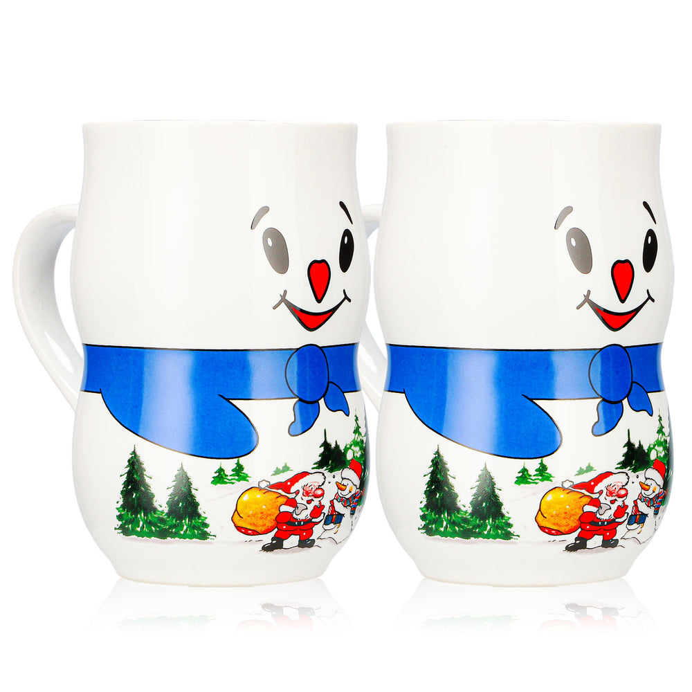 2 Mohaba Mulled Wine Mugs: Snowman Mug, Iceman, Santa Claus, White, 0.2 L, Calibrated