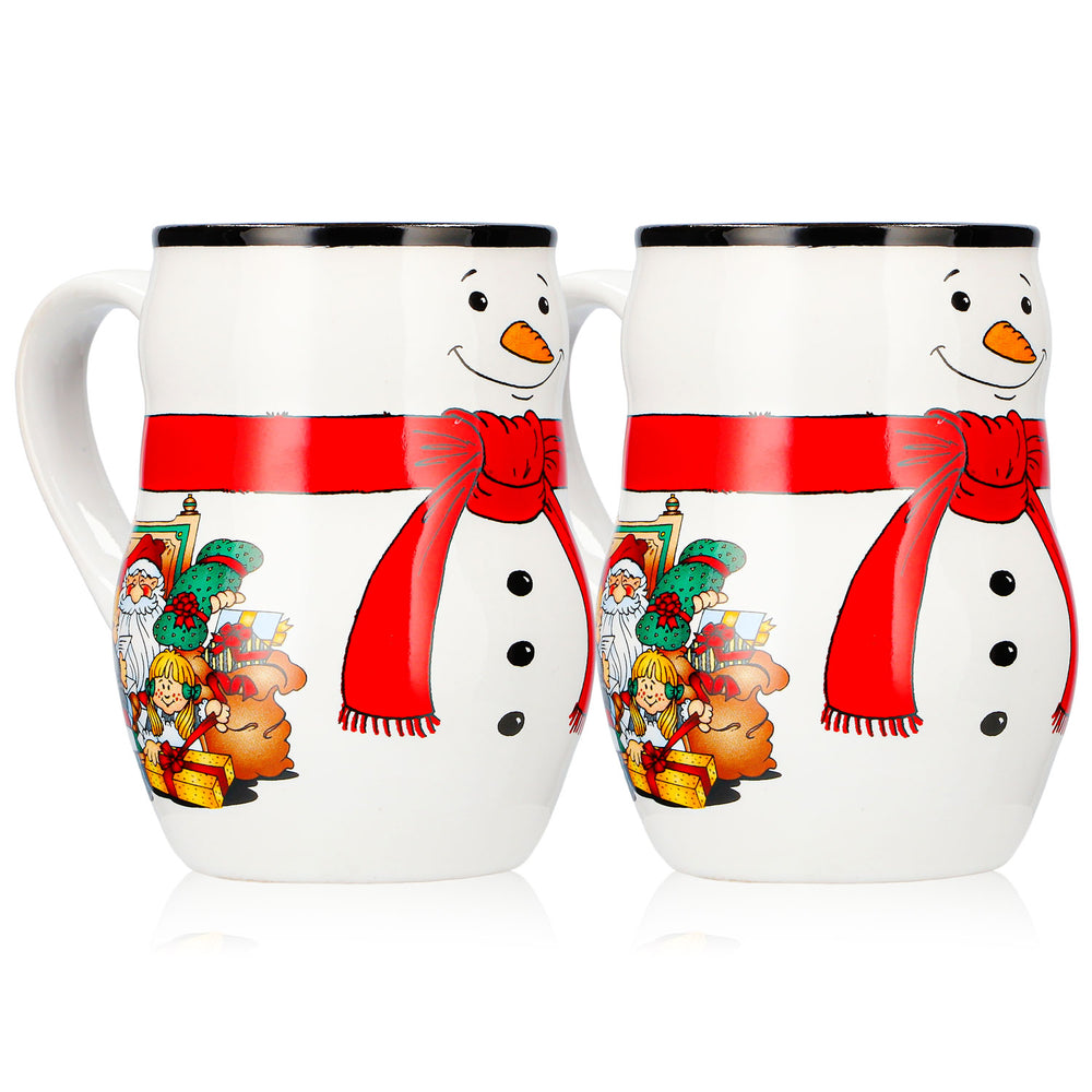 2 Mohaba Mulled Wine Mugs, Snowman Mug with Relief Design, Merry Christmas, White/Black, 0.2 L, Calibrated