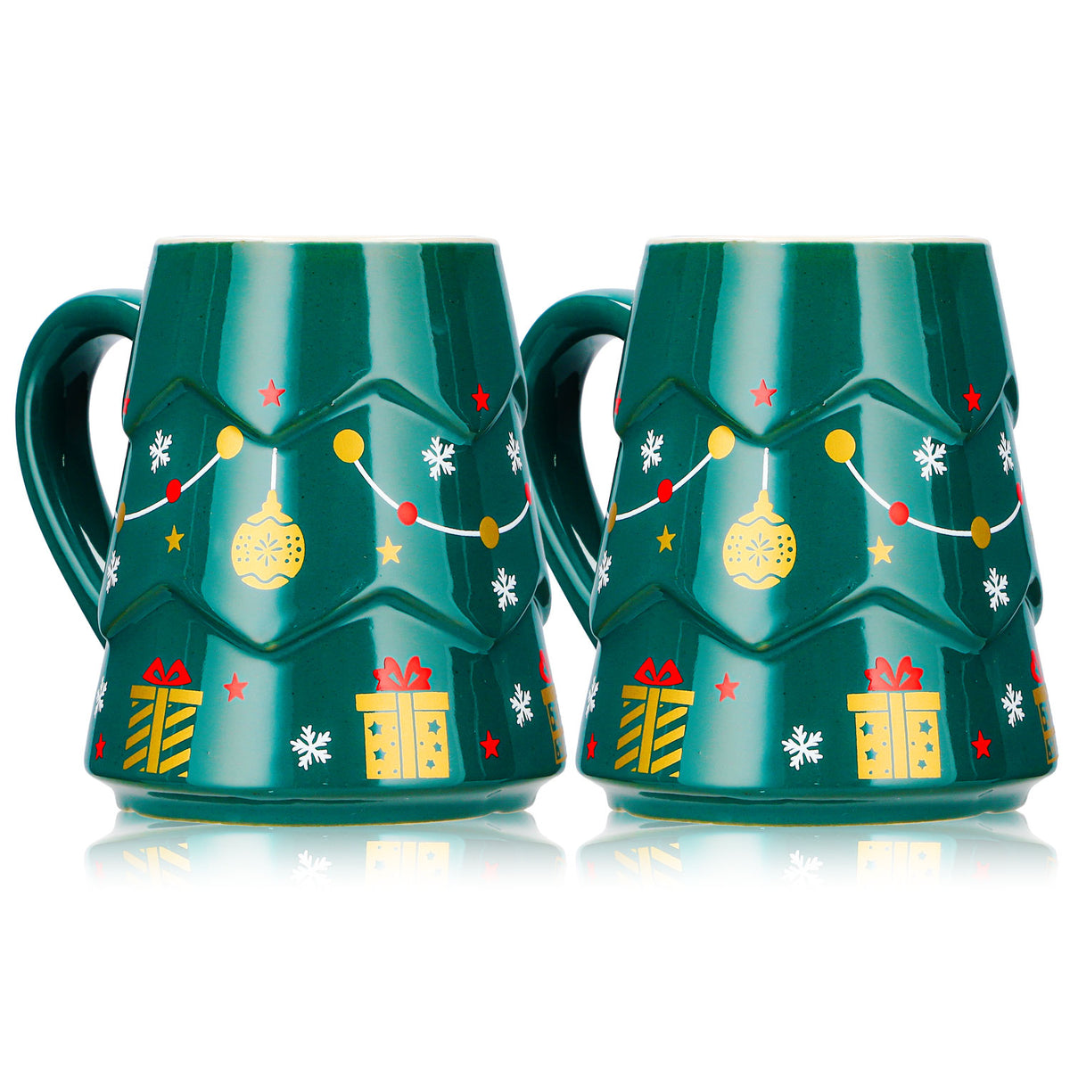 2 Mohaba Mulled Wine Mugs, Christmas Tree Design, Dark Green / Chamonix, 0.2 L, Calibrated