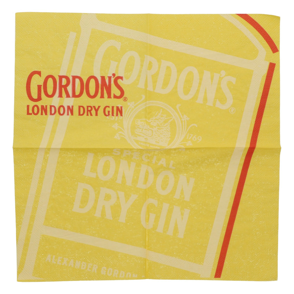 250 Small Yellow Gordon's Gin Cocktail Napkins - Bar Accessories – View 3