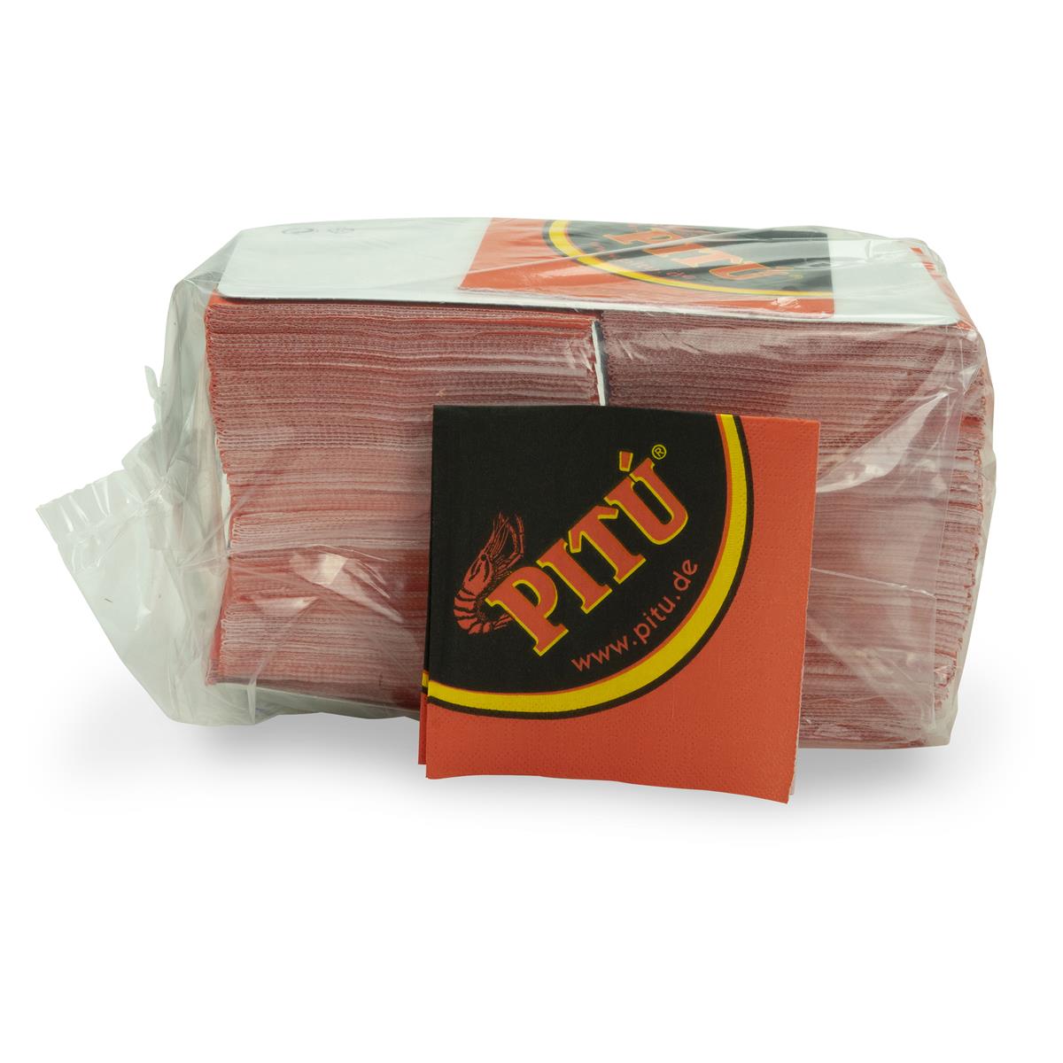 250x Pitu Rum Napkins, red and black, 24x24, 3-ply